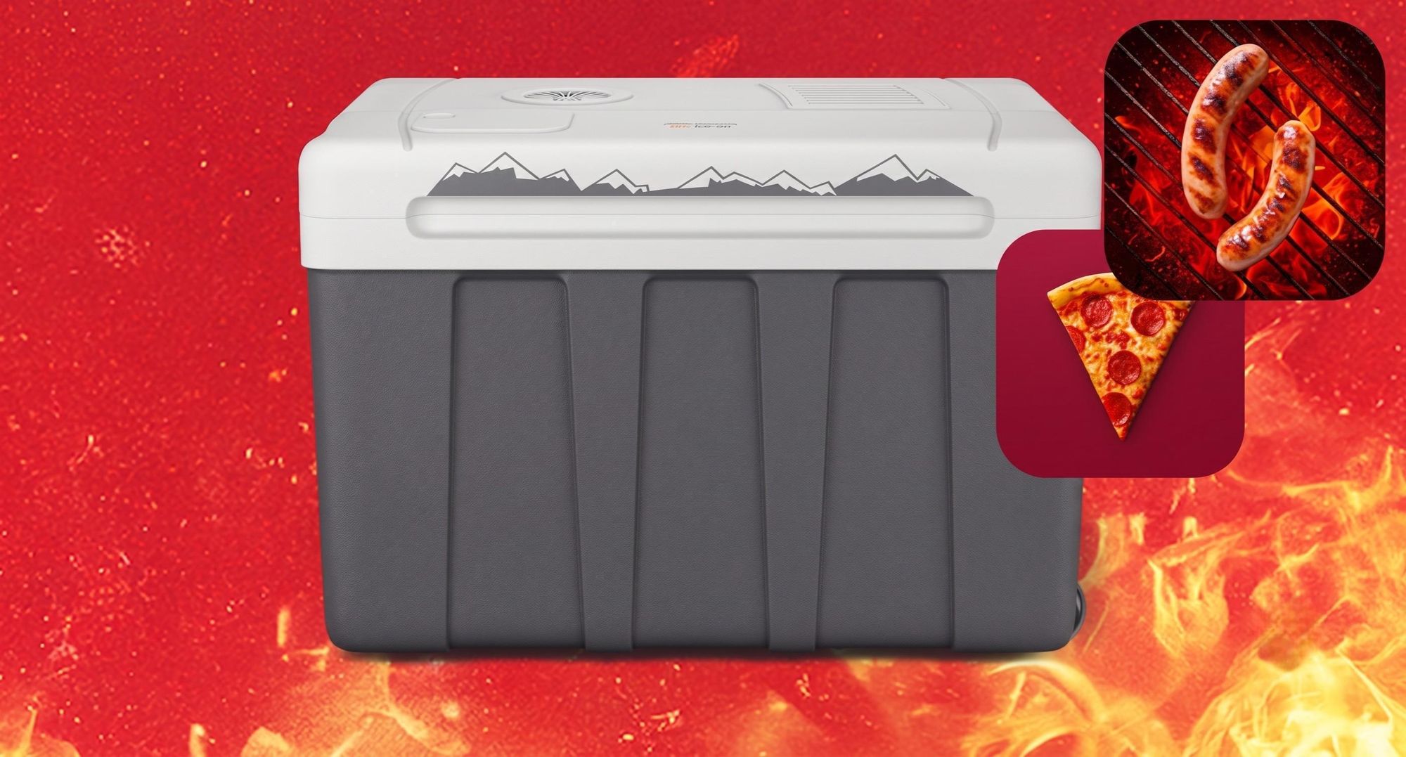 Elektrická chladnička PEME Ice-on 50 l – napájení z auta a ze zásuvky, kempingová chladnička, cestovní chladnička, chladnička do karavanu, s kolečky, box pro uchování tepla, outdoor