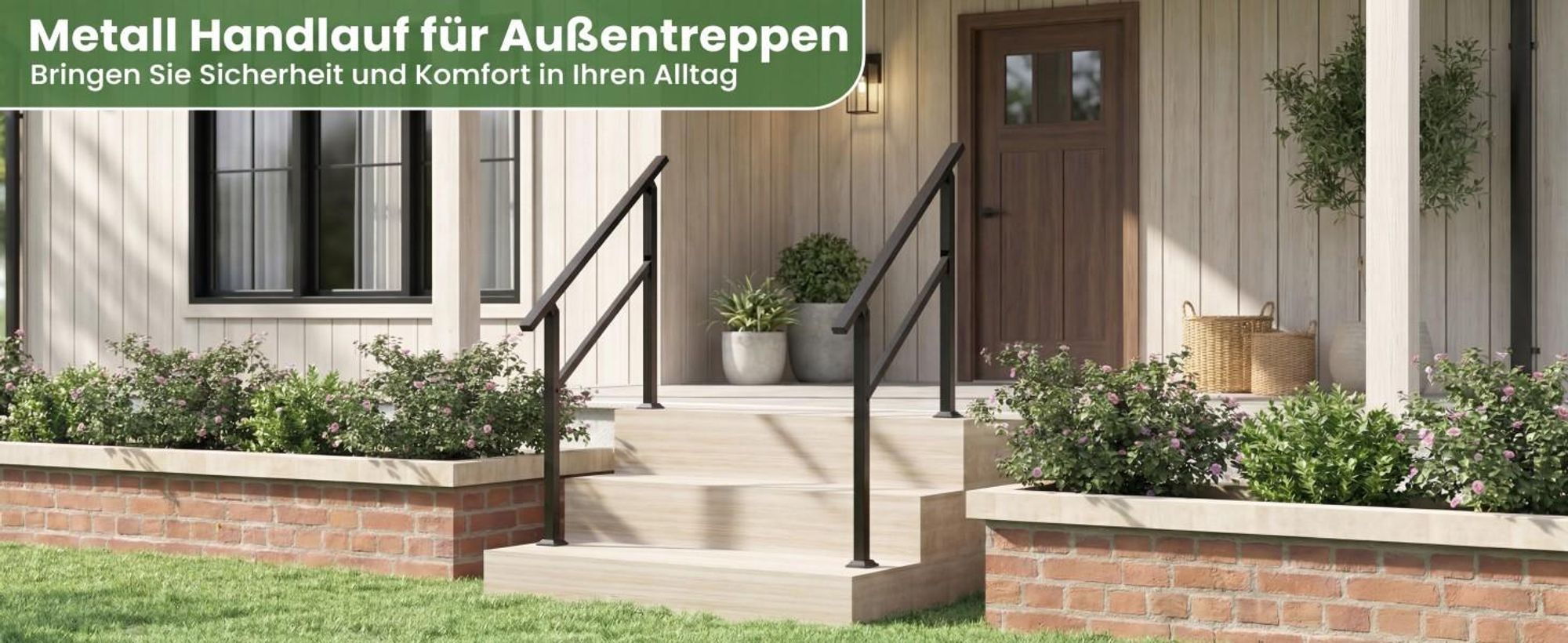 COSTWAY Handlauf, Treppengeländer Seitliche Montage, Eingangsgeländer mit flexiblem Winkelverstellung & Montagematerial, Geländer für Treppen 138 cm