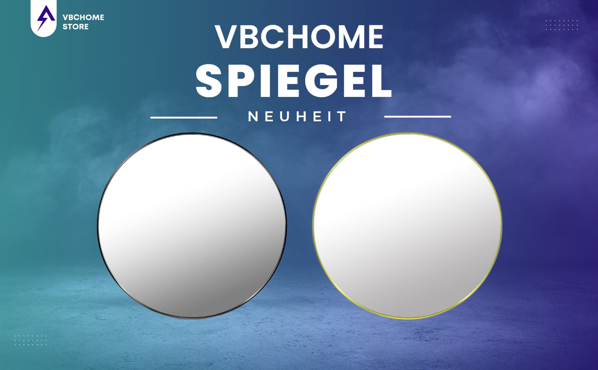 VBChome Rundes Spiegel 80 cm Schwarz Aluminiumrahmen – Elegante Dekoration für Wohnzimmer, Bad, Flur, modernes und stilvolles Spiegel für Innenräume