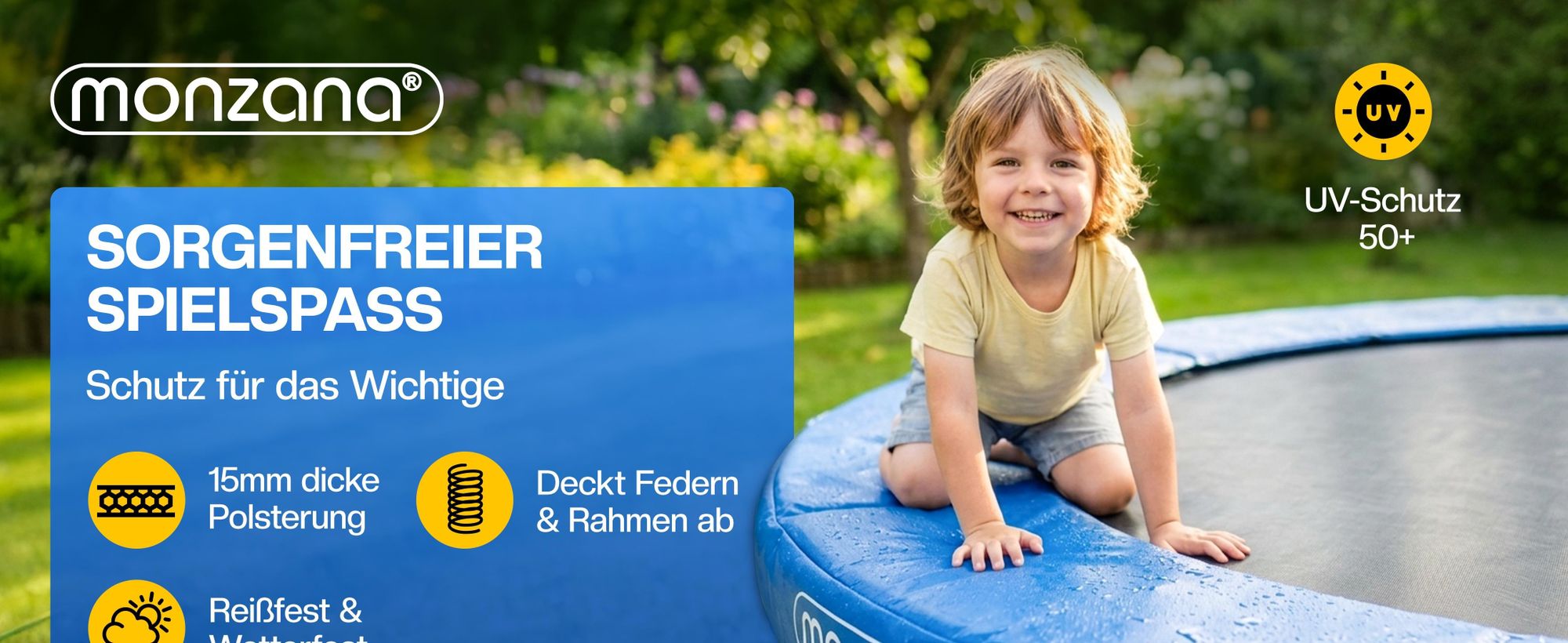 MONZANA® Trampolin Randabdeckung Ø 427 cm 30cm breit 100% UV-beständig Reißfest Wetterbeständig Universell Federabdeckung Randschutz
