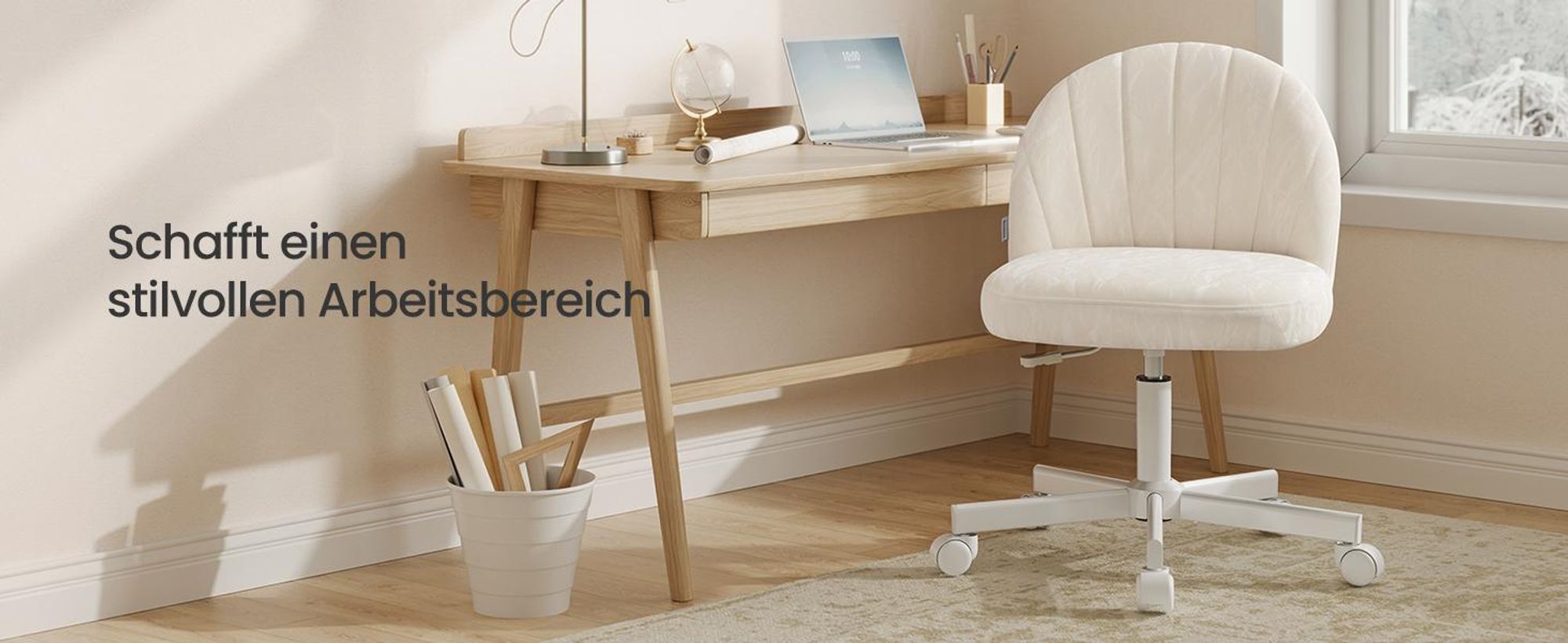 SONGMICS Schminkstuhl, Bürostuhl, Kunstleder-Oberfläche, höhenverstellbar, kompaktes Design, weiß