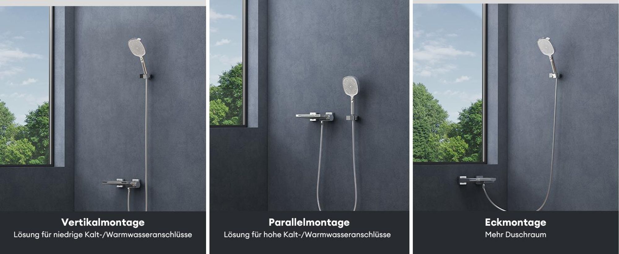 doporro Badewannenarmatur mit Handbrause, Wasserfall Wannenarmatur aus Vollmessing, Armatur Badewanne Wandarmatur, Wandmontage Silber DSN-403