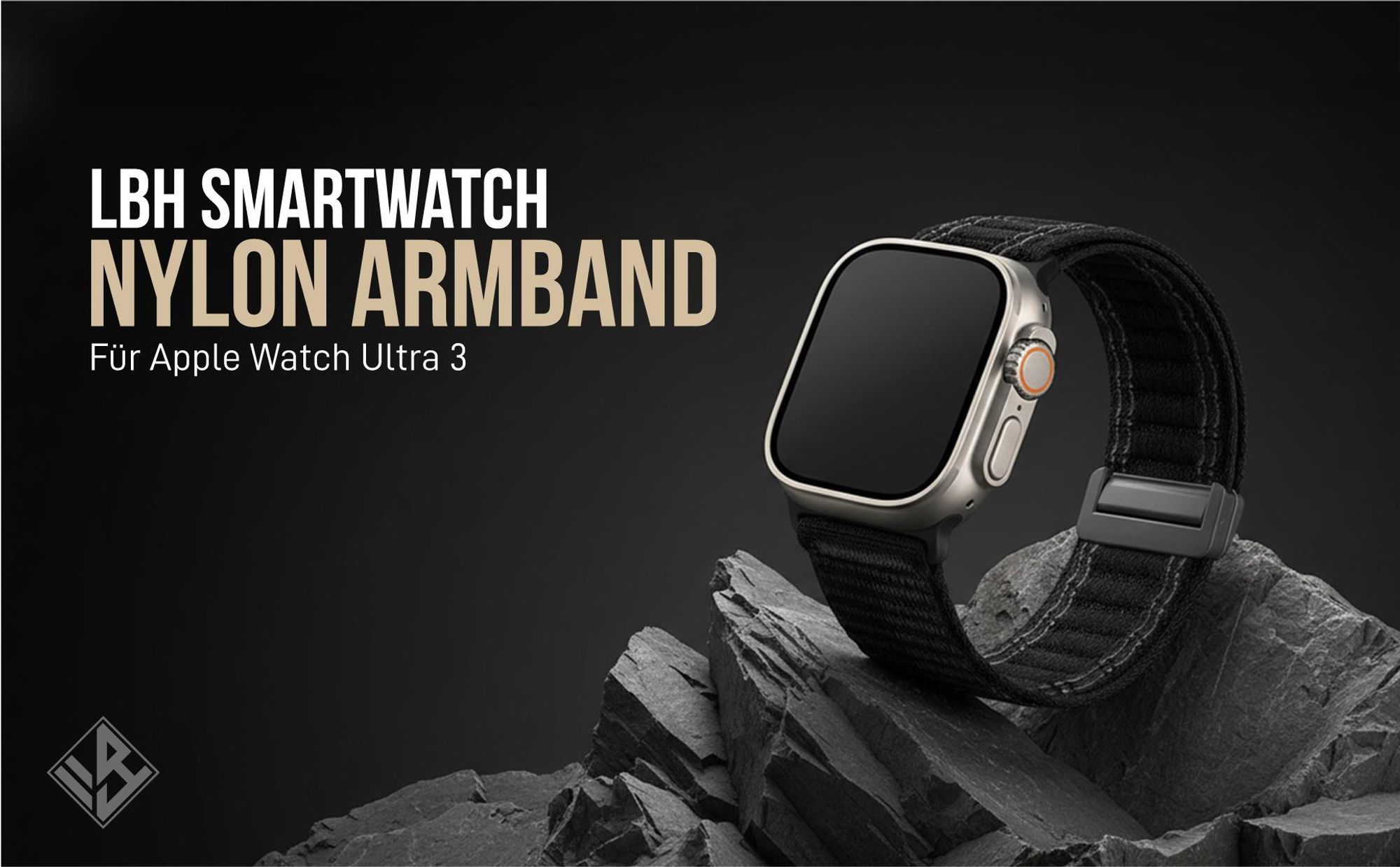 Schwarzes Armband für Apple Watch Ultra 3 49mm mit Magnetverschluss