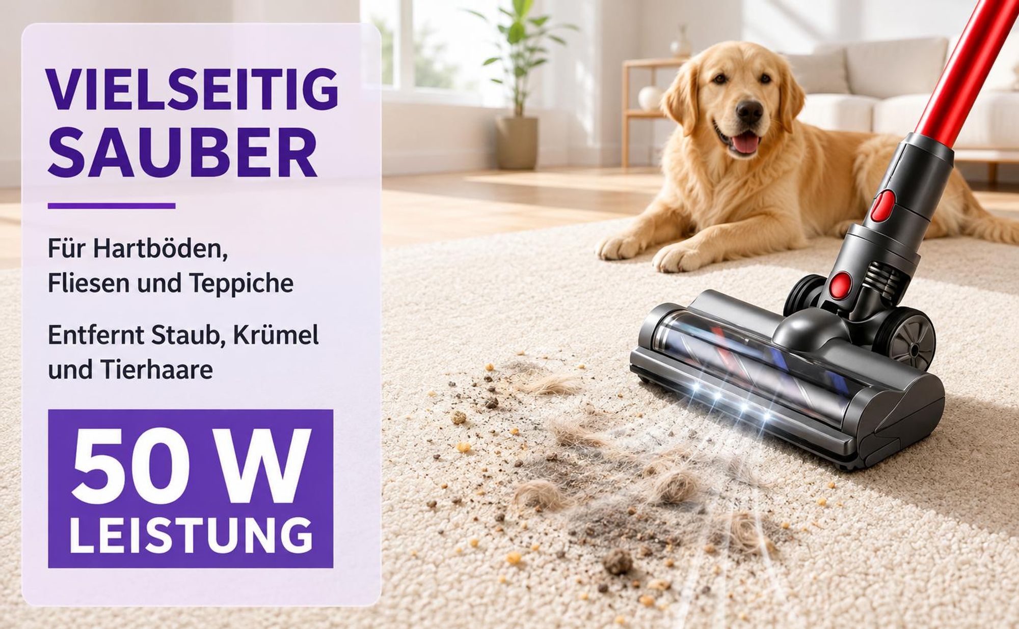 Verwicklungsfreier Ersatz-Staubsaugerkopf mit Schnellverschluss für Dyson V7V8V10V11V15 Motorisierte Bürstenwalze für Teppiche, Läufer und Hartböden
