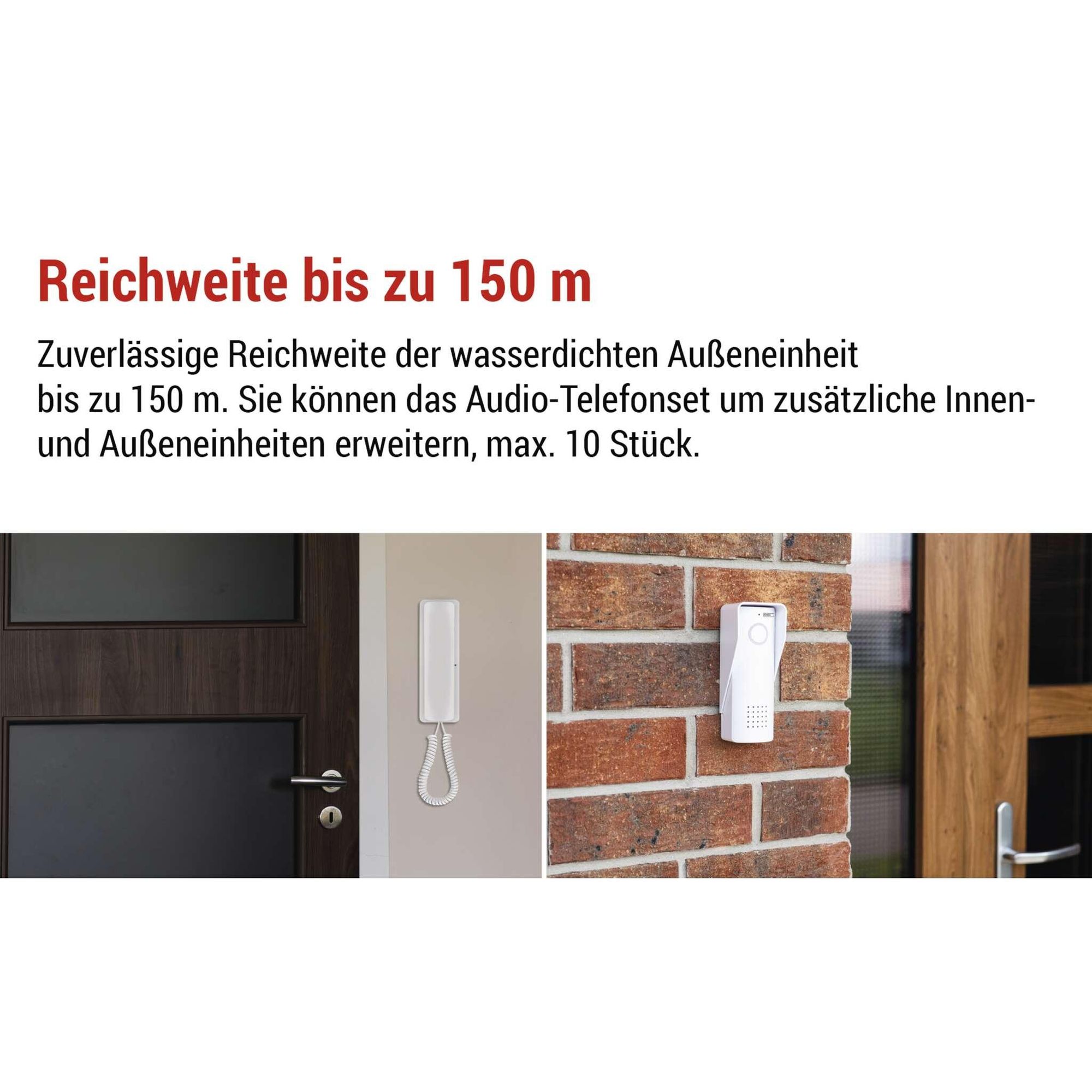 EMOS Audio-Türsprechanlage Set, Wireless, Audio-Gegensprechanlage mit Türöffner-Möglichkeit, Stromanschluss (230V/12V), weiß, H1088