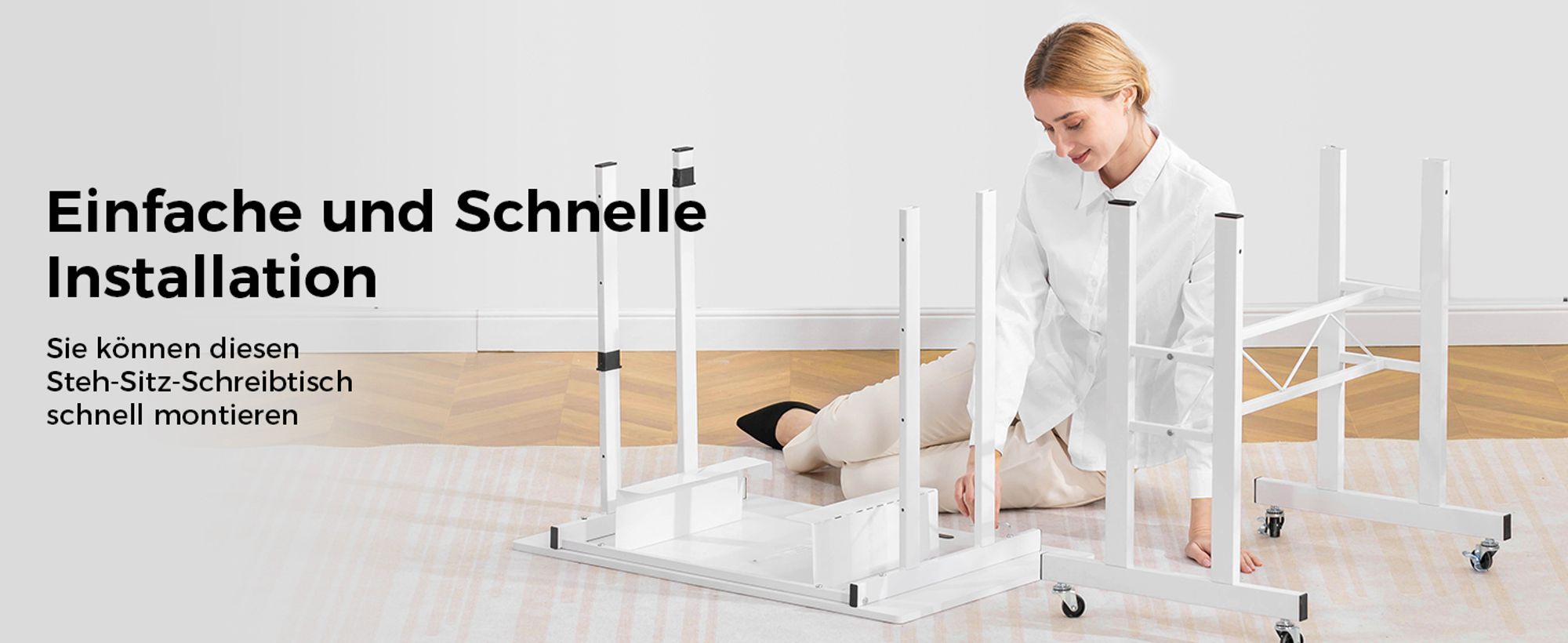 GTPLAYER Höhenverstellbarer Schreibtisch, Computertisch Laptoptisch mit Schubladen,Tisch höhenverstellbar 80 * 50*(73-115) cm Standing Desk mit Rollen