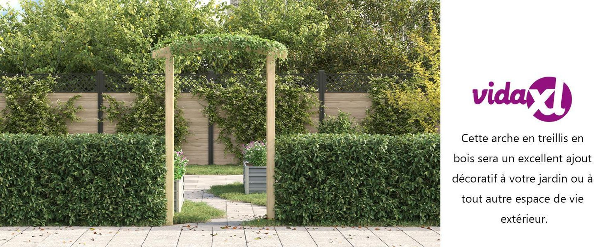 vidaXL Arc de jardin 150x60x210 cm bois