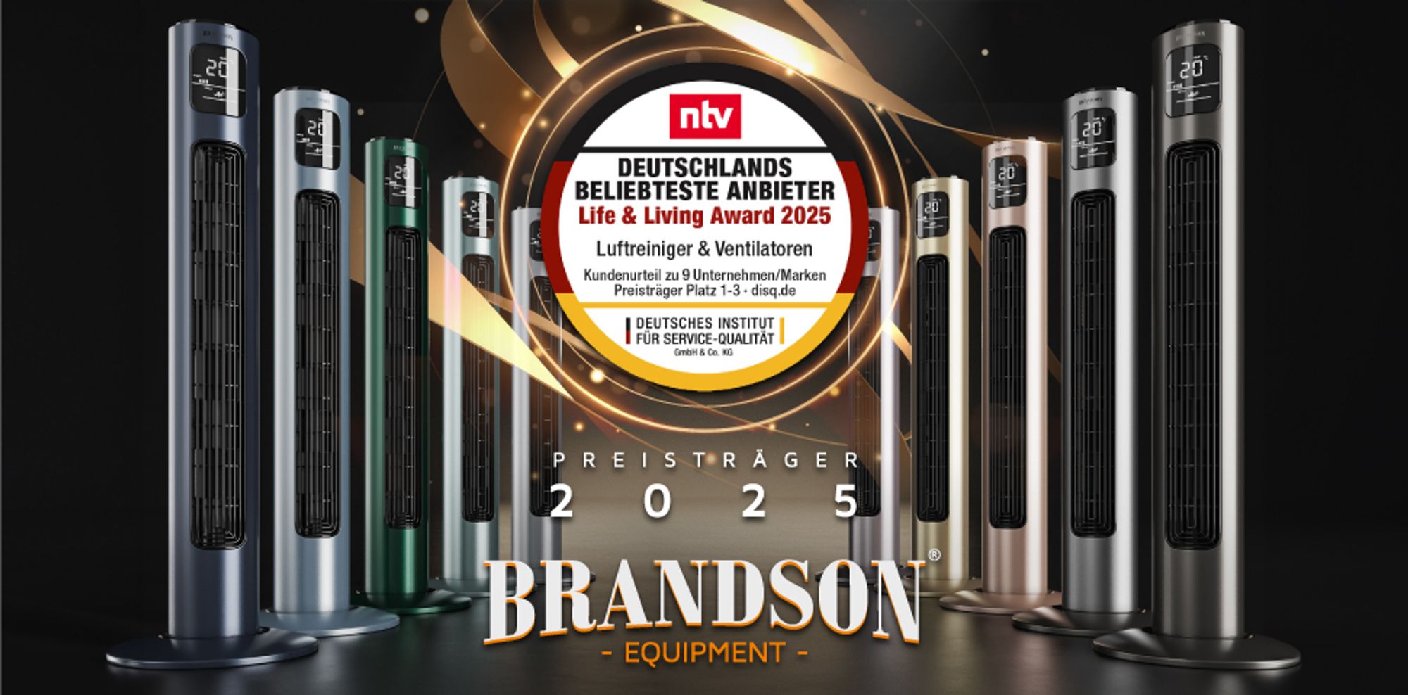 Brandson Turmventilatoren vor Award 2025 „Deutschlands beliebteste Anbieter 2025