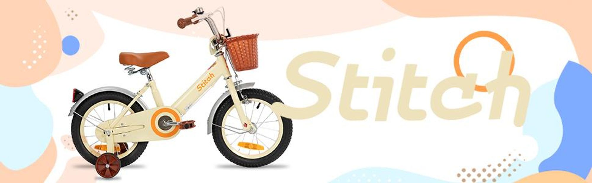 HILAND Stitch 14 Zoll Kinderfahrrad für Mädchen 3 4 5 6 7 Jahre alt mit Vorderkorb, Stützrädern, Schutzblech, Klingel, Rosa