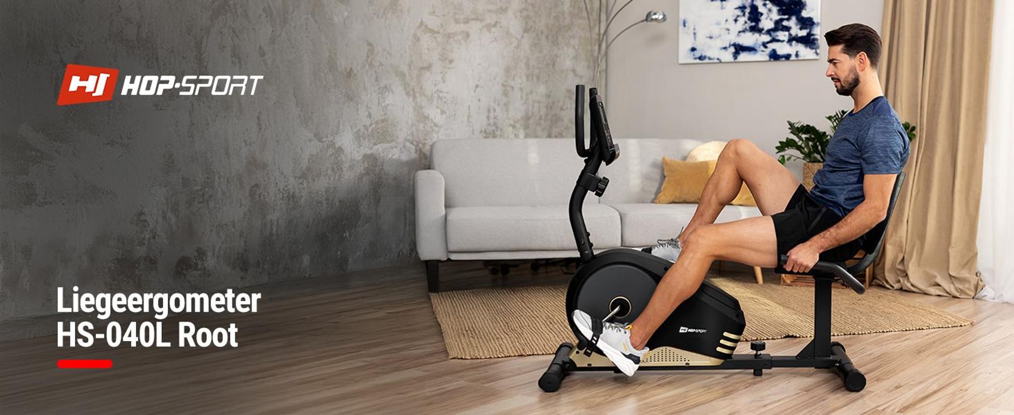 HOP SPORT® HS-040L Liegeergometer für Zuhause mit 8 verstellbaren Widerstandsstufen | Leise Liegerad Heimtrainer mit Großer Bequemer Sitz bis 120 kg