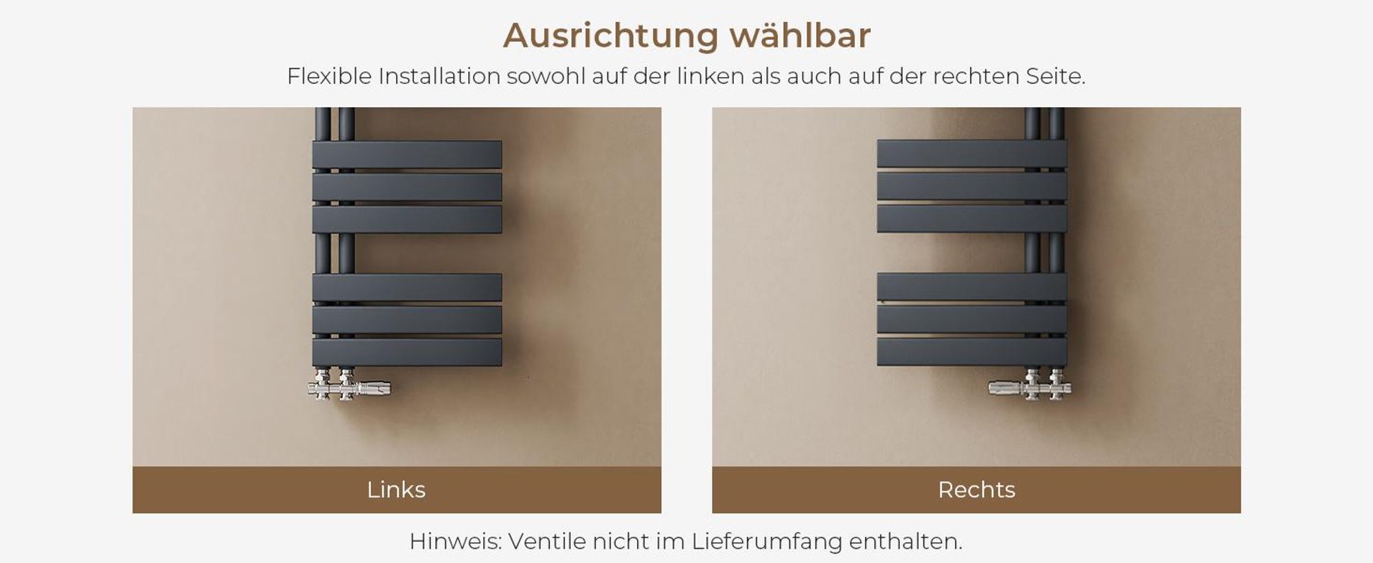 S'AFIELINA 762x400mm Design Badheizkörper Handtuchheizkörper Flach Paneel Seitenanschlusss Heizkörper für Bad Handtuchtrockner Anthrazit 342 Watt