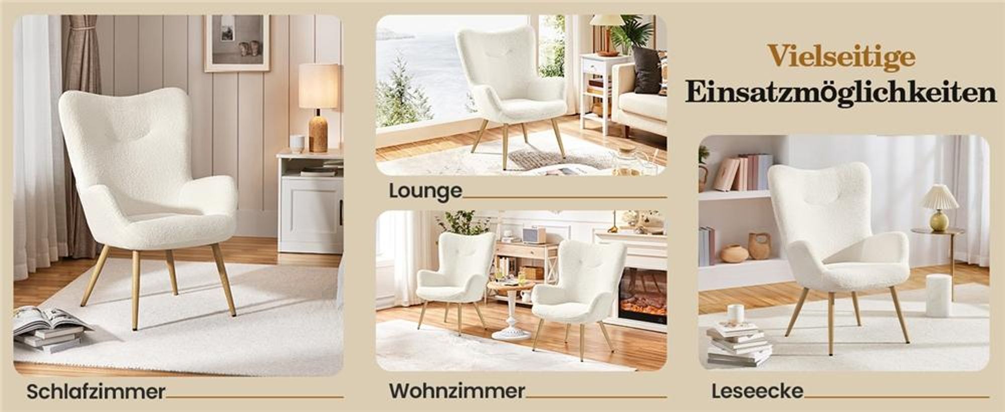 Yaheetech Ohrensessel Polsterstuhl mit klappbare Rückenlehne eleganter Armsessel Lehnsessel bis 136 kg belastbar Sessel fürs Wohnzimmer/Schlafzimmer