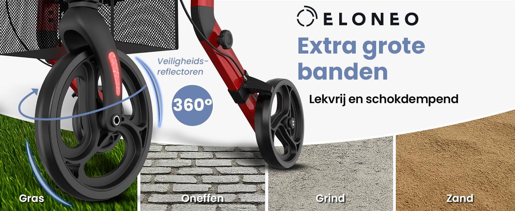 ELONEO 2-in-1 rolstoel/rolator, opvouwbaar en lichtgewicht met zitplaats, outdoor rolstoel/rolator, opvouwbaar, aluminium loophulpmiddel voor senioren - Rood