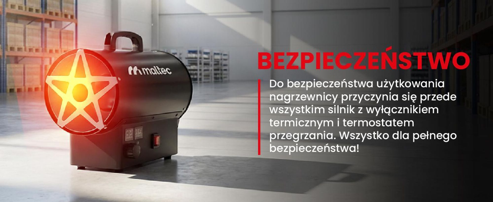 Mocna nagrzewnica gazowa z z termostatem i reduktorem ciśnienia