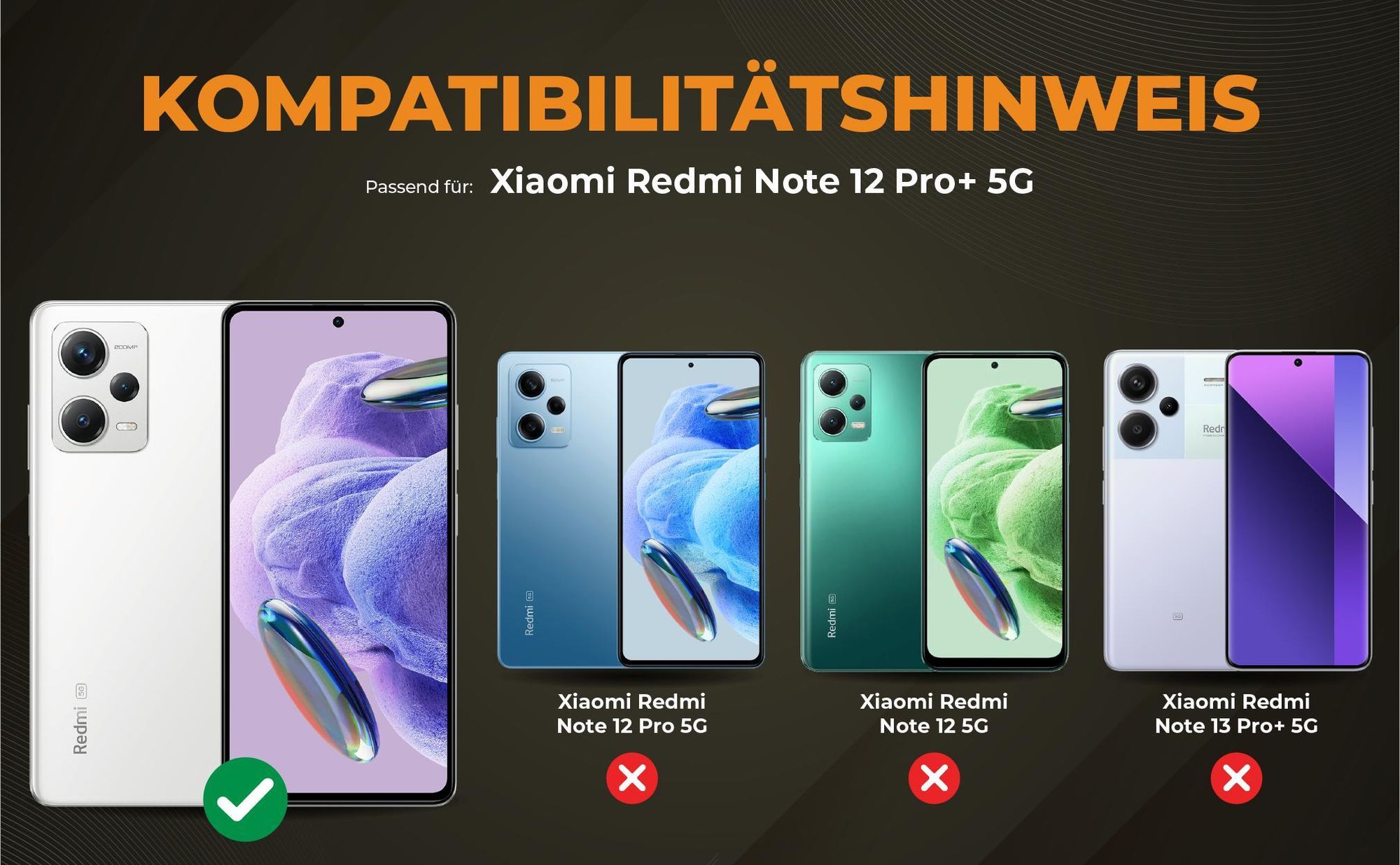 Kompatibilitätshinweise Hülle für Xiaomi Redmi Note 12 Pro+ 5G