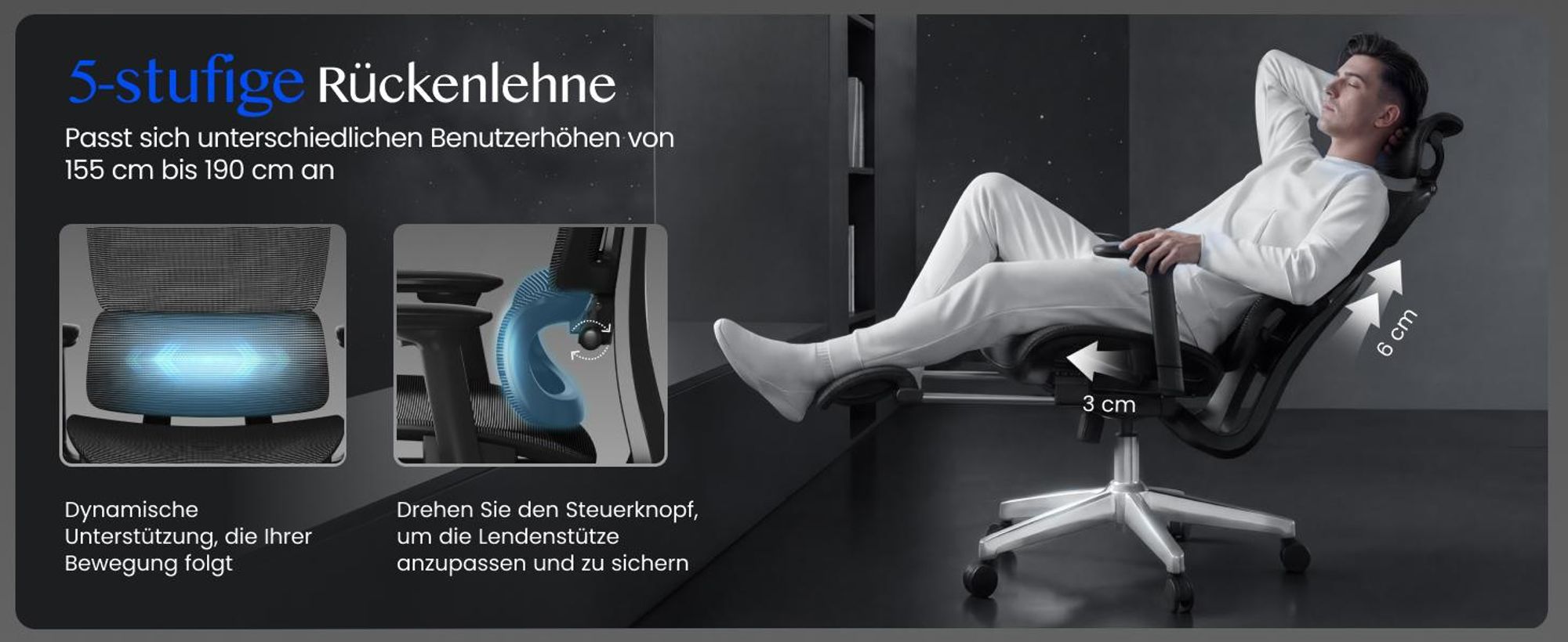 FLEXISPOT ErgoX Ergonomischer Bürostuhl Schreibtischstuhl 3D-Armlehnen&Kopfstütze 5D-verstellbare Rückenlehne Tragfähigkeit von 136 kg Grau