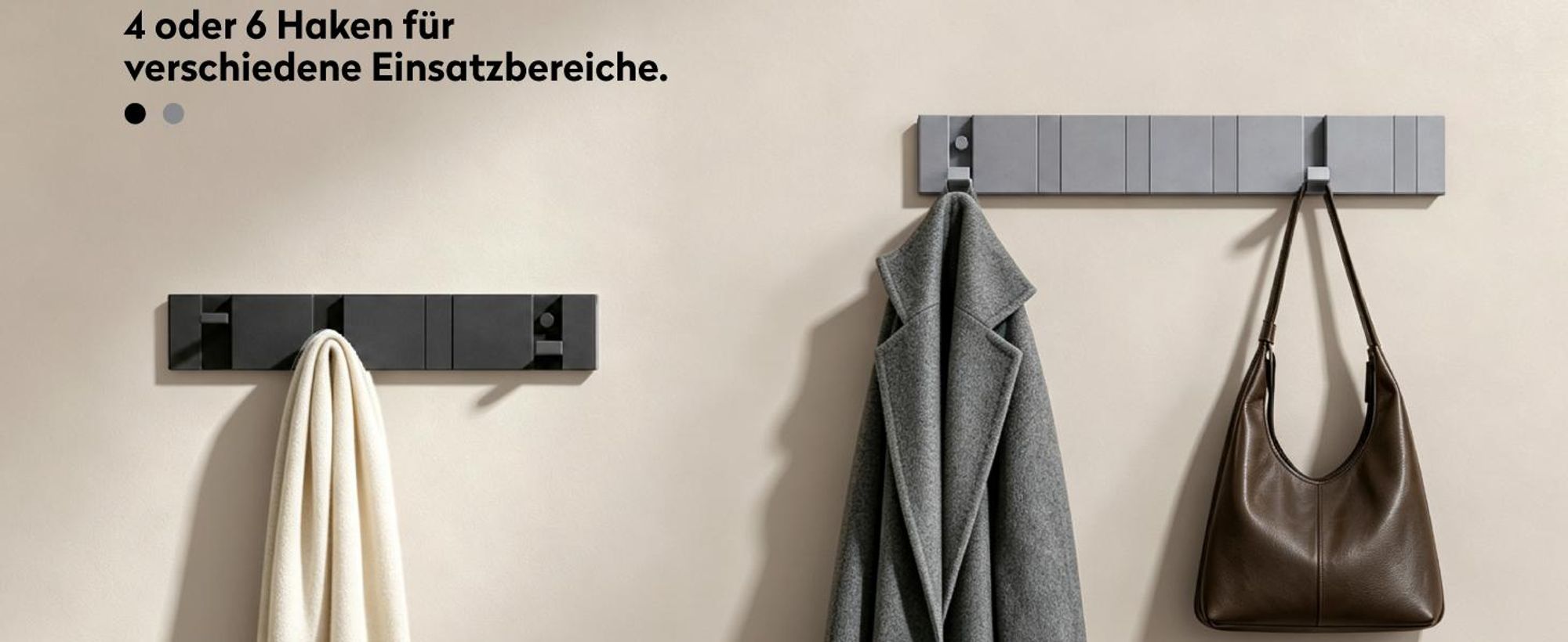 doporro Garderobenhaken Wand Moderne Wandgarderoben aus Aluminium Garderobenleiste klappbar kleiderhaken mit 6 Beweglichen Haken Wandhaken Grau