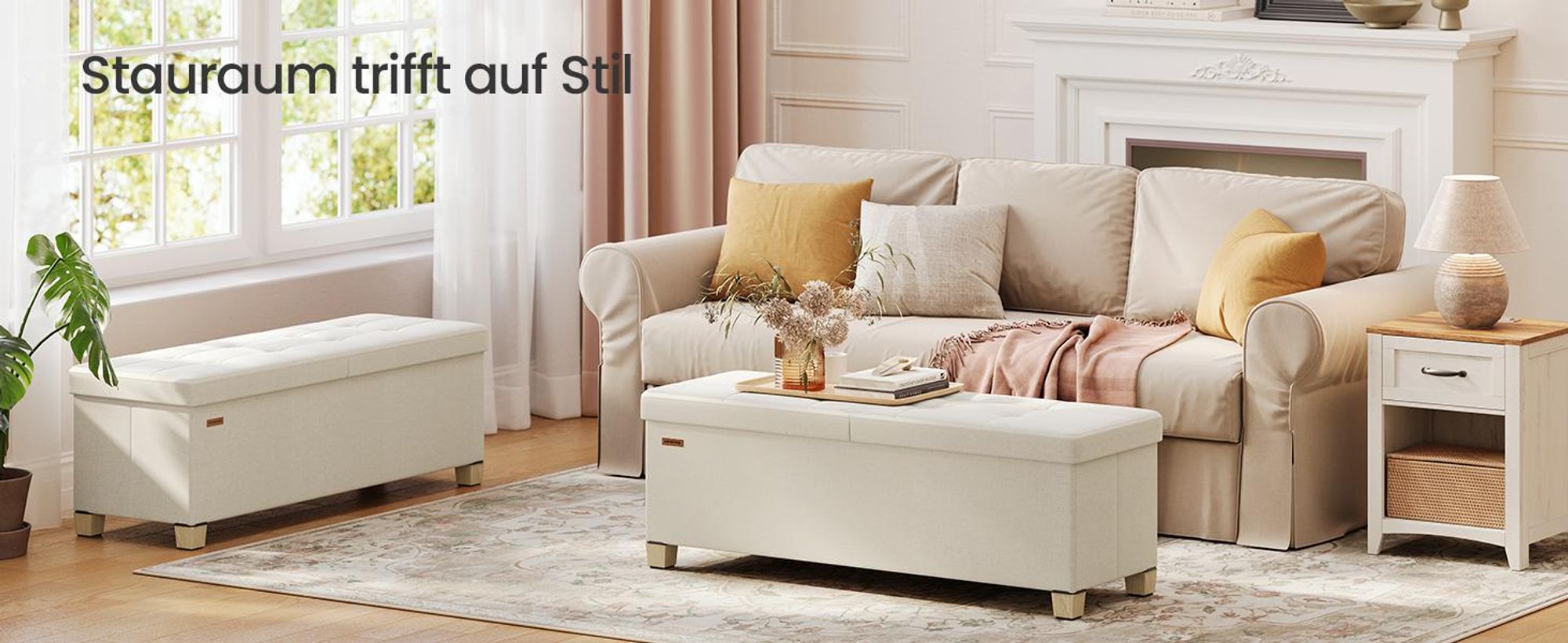 SONGMICS Sitzbank mit Stauraum, faltbare Sitztruhe mit Klappdeckel, Schlafzimmer Wohnzimmer, Leinenoptik, 110 cm, grau