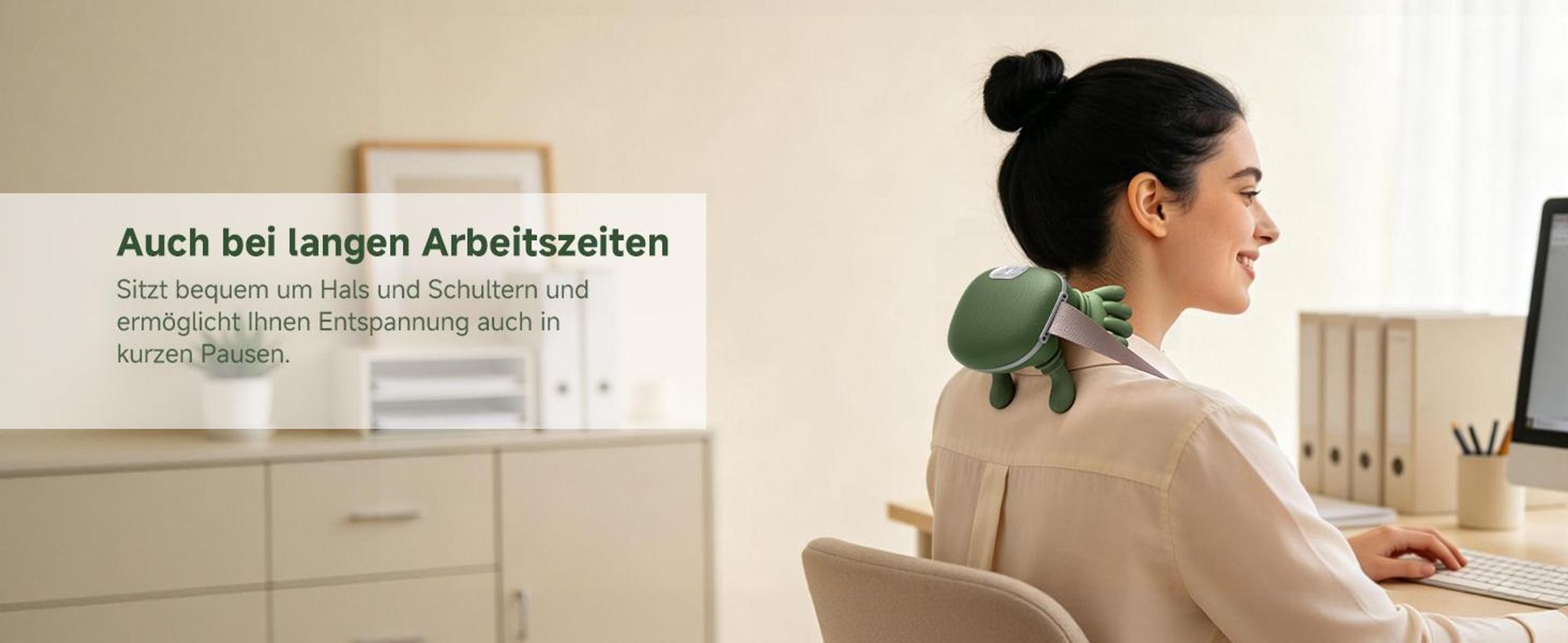 Bionische Shiatsu Massagegerät mit Wärme – Tragbares 4D Nacken- & Rückenmassagegerät, Tiefengewebe-Knetmassage, Elektrisch, Muskel- & Schmerzlinderung
