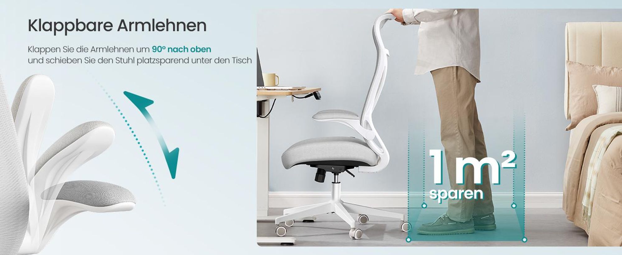SONGMICS Bürostuhl, Schreibtischstuhl, ergonomische Rückenlehne, höhenverstellbar, hochklappbare Armlehnen, Drehstuhl mit Kopfstütze