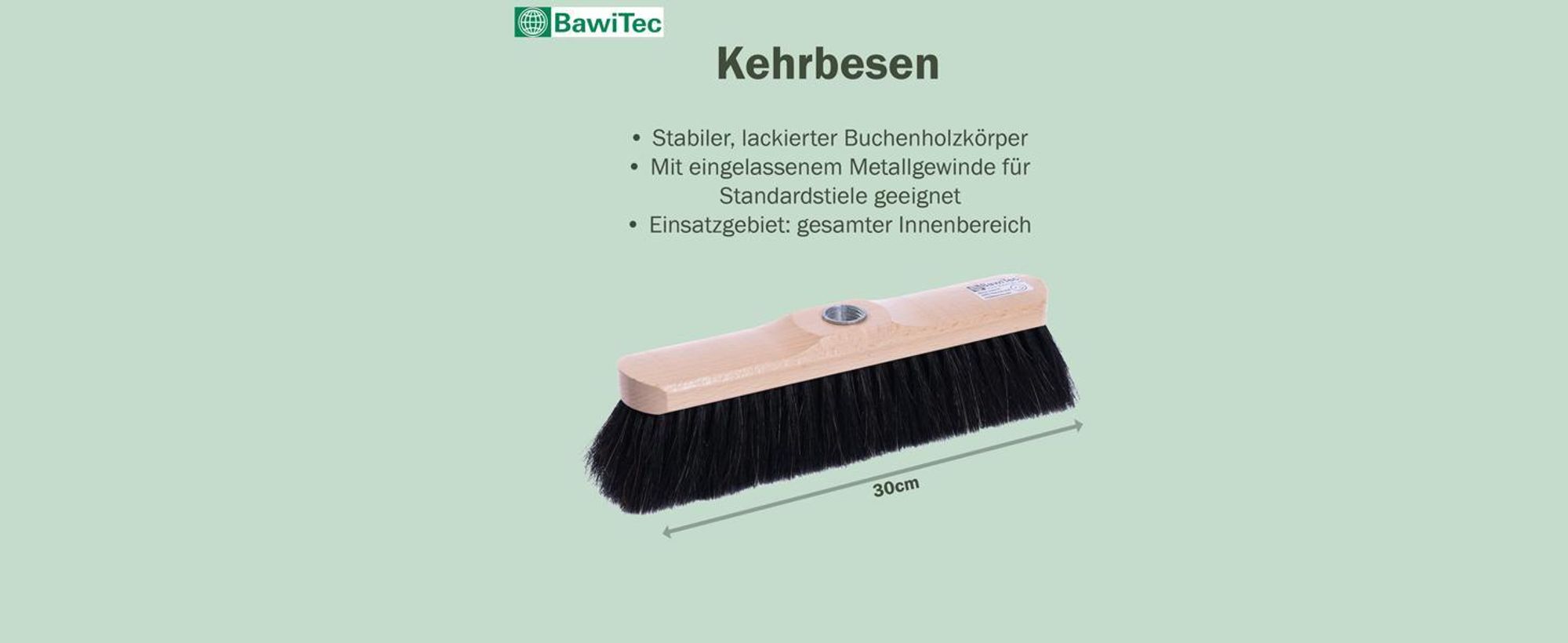 Qualitäts Roßhaarbesen 30cm Breit mit Teleskopstiel stufenlos ausziehbar auf 200cm Länge sehr weiche Rosshaar-Borsten Besen Zimmerbesen mit Stiel