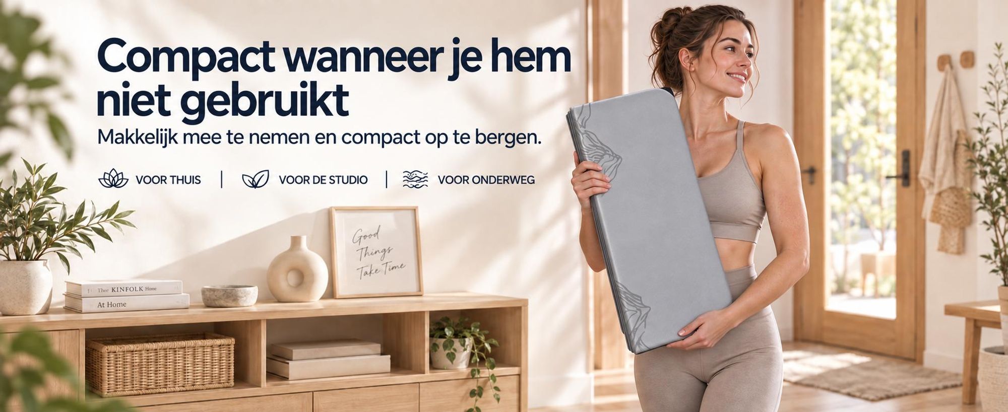 FunLife Opvouwbare Yogamat XXL, 190x66 cm – 10 mm dik, antislip fitness- en gymnastiekmat voor yoga, Pilates, thuisoefeningen en buitenshuis