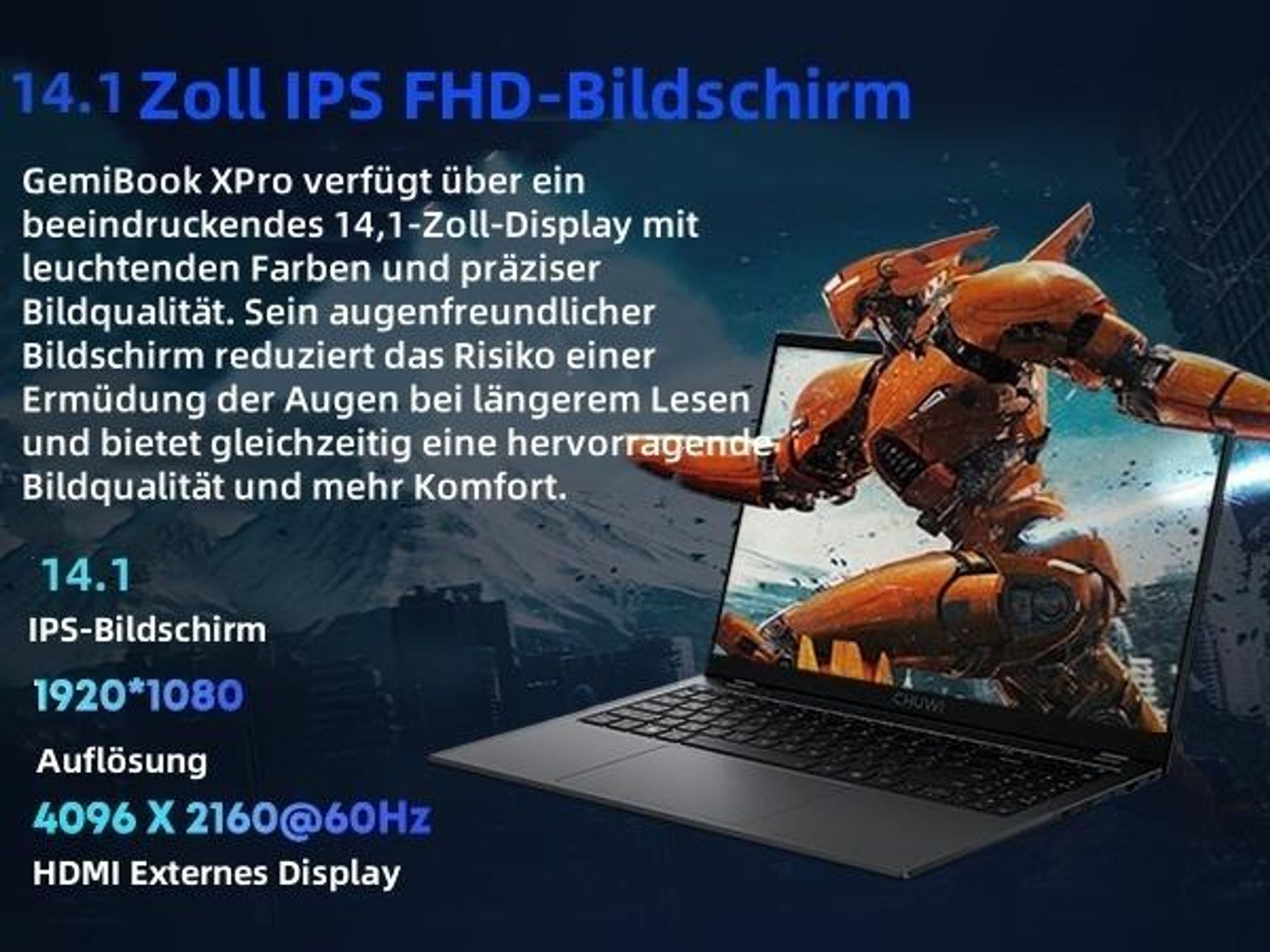 Laptop CHUWI GemiBook XPro - Prozessor Intel N100 14.1" Bildschirm Windows 11 8GB+256GB 5000mAh Akku - Grau