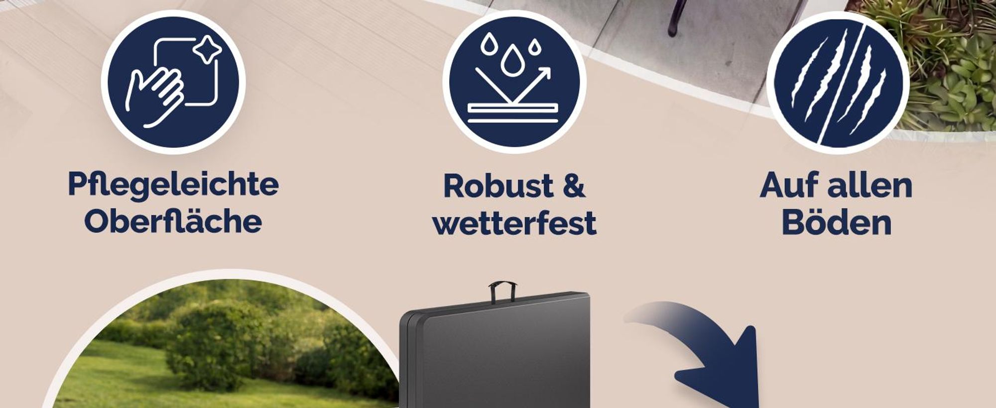 Casaria® 2X Campingtisch 180x75cm Klappbar Wetterfest Tragbar Kunststoff Garten Terrasse Camping Balkontisch Klapptisch Buffettisch Buffettisch Weiß