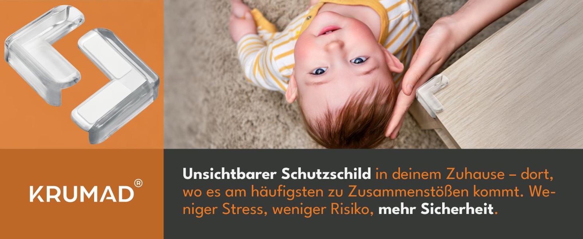 KRUMAD Kantenschutz Baby, Transparente Eckenschützer für Möbel, Selbstklebender Stoßschutz für Kinder, Tisch Schrank Kanten, 20 Stück