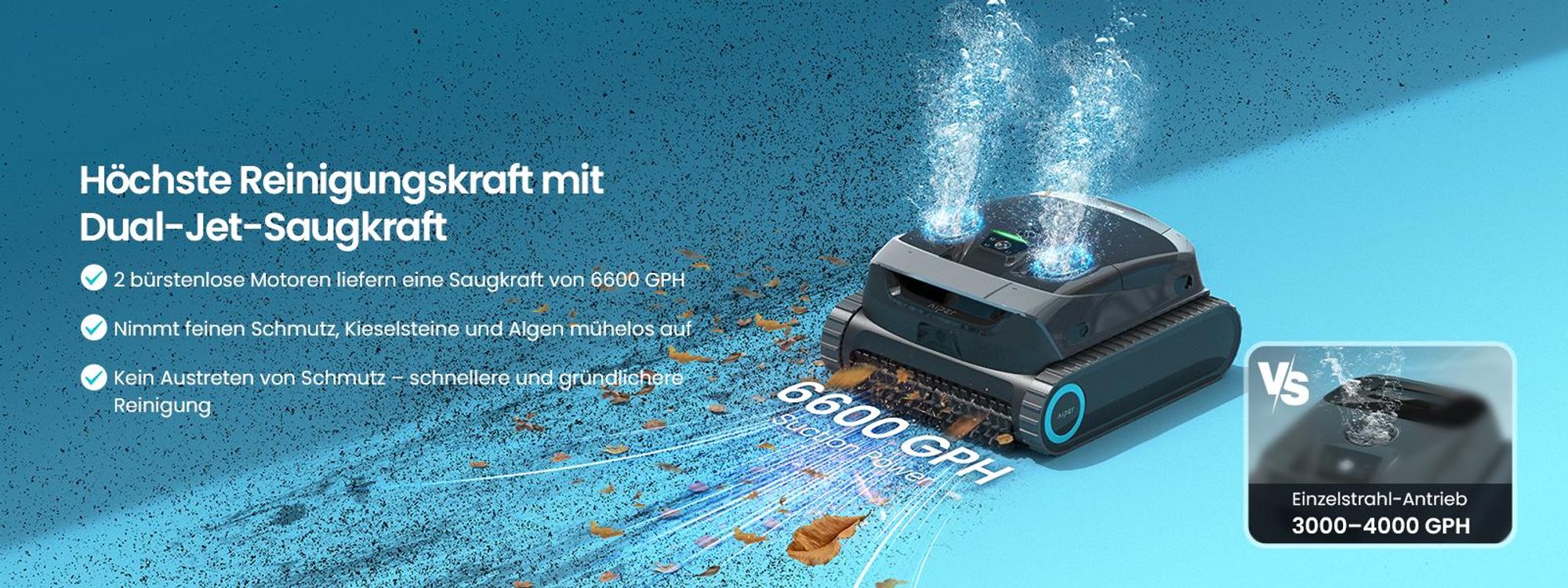 The iamgine is showing Aiper Robotic Pool Cleaner
