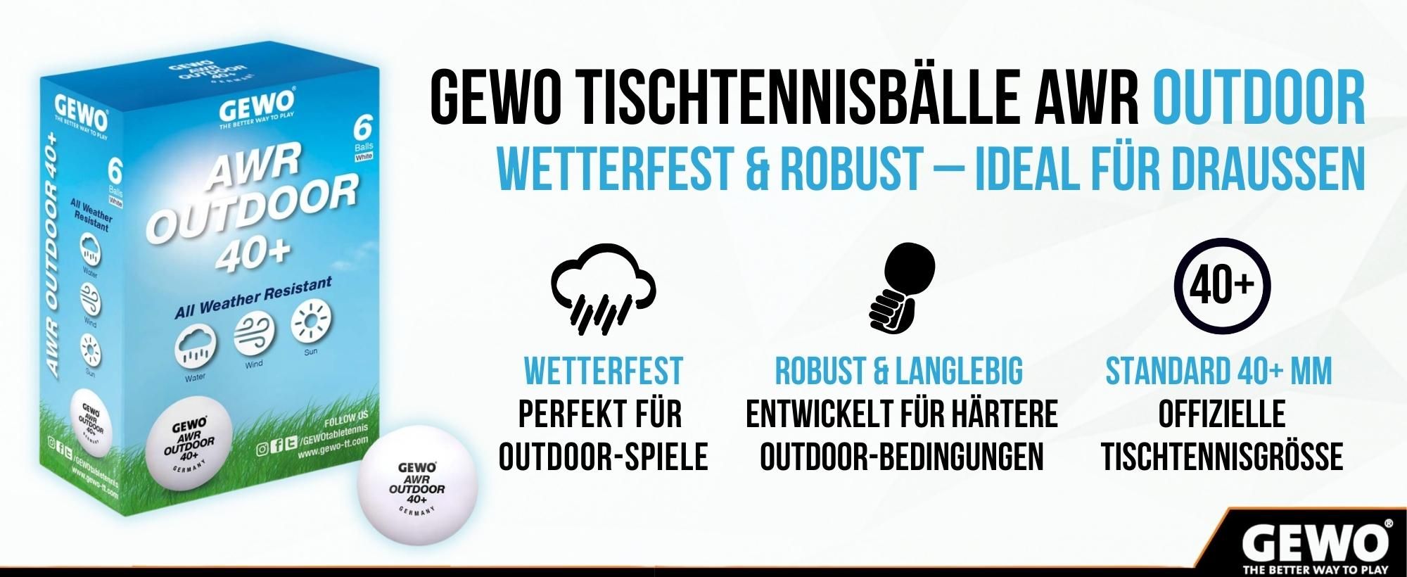 GEWO Tischtennisbälle, Tischtennisbälle Outdoor