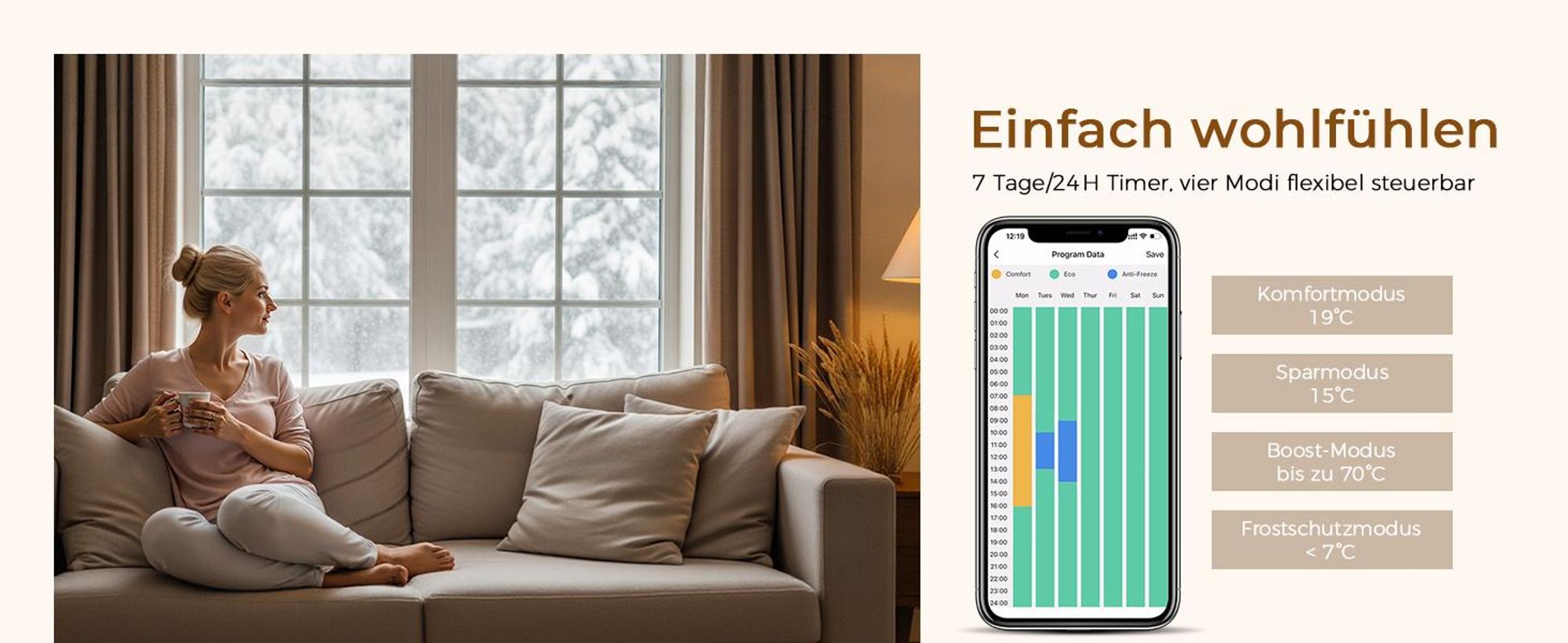 S'AFIELINA Handtuchheizkörper Elektrisch 1041×400mm, Badheizkörper Elektrisch mit Thermostat,WiFi,programmierbarem Timer,LCD-Anzeige, 400 W,Anthrazit