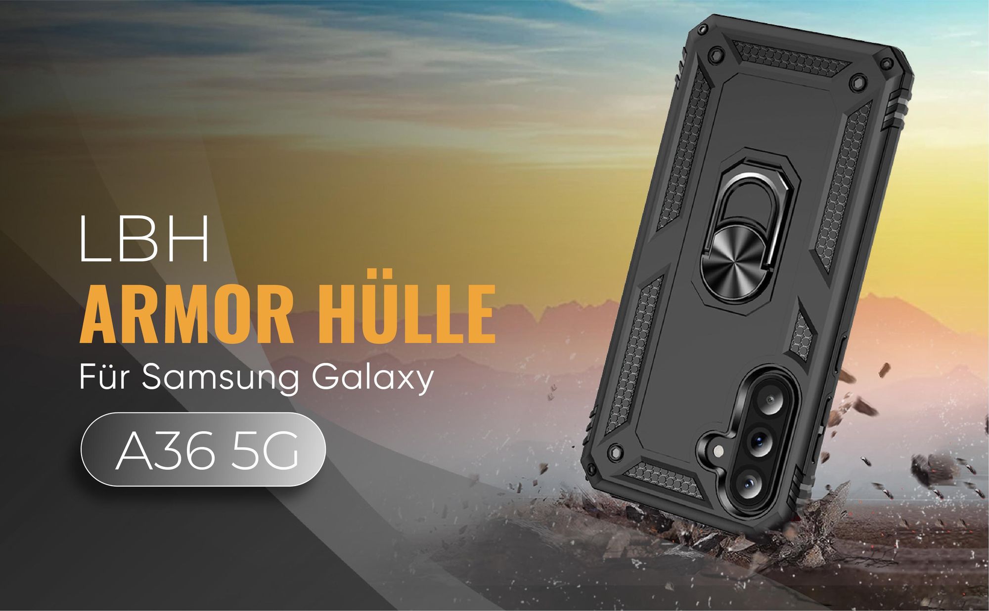 Schwarze Outdoorhülle für Samsung Galaxy A36 5G