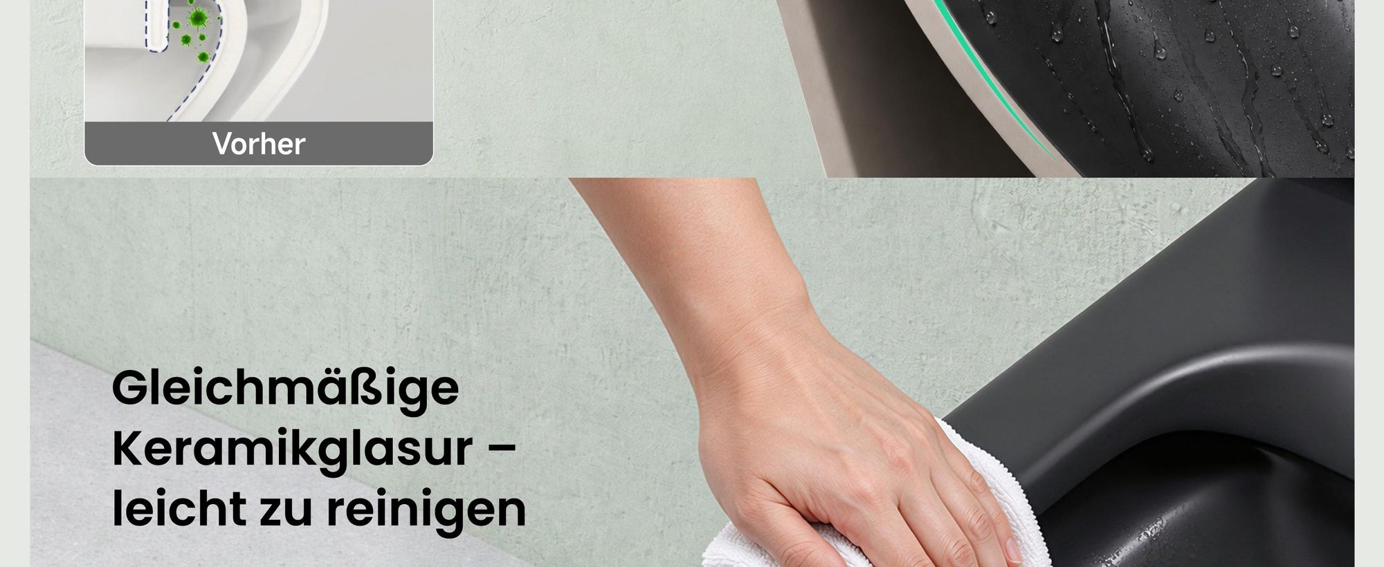 Mai & Mai Spülrandlos Wand-WC Hänge-WC Toilette inkl. Softclose WC-Sitz Absenkautomatik Hänge-Toilette easyclean Schwarz matt Aachen112