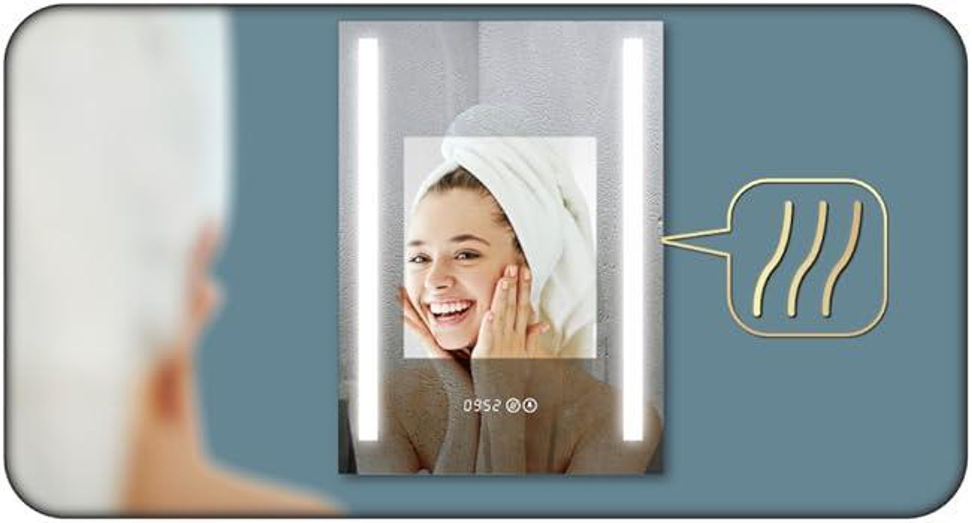 HOKO specchio da bagno LED antiappannamento da parete 60x80cm+orologio+cambio LED (bianco caldo-bianco freddo-neutro. con interruttore a sfioramento e accendibile con interruttore a parete)