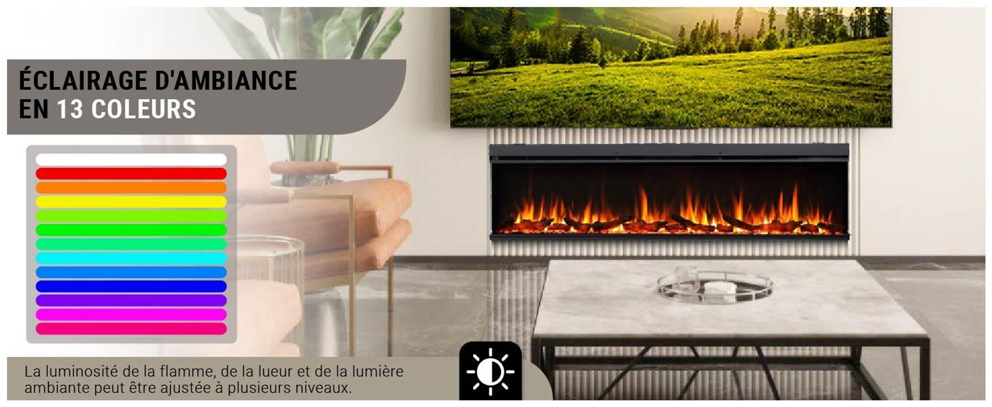 Cheminée électrique BALDERIA Athena smart 72 - Cheminée encastrable - Noir