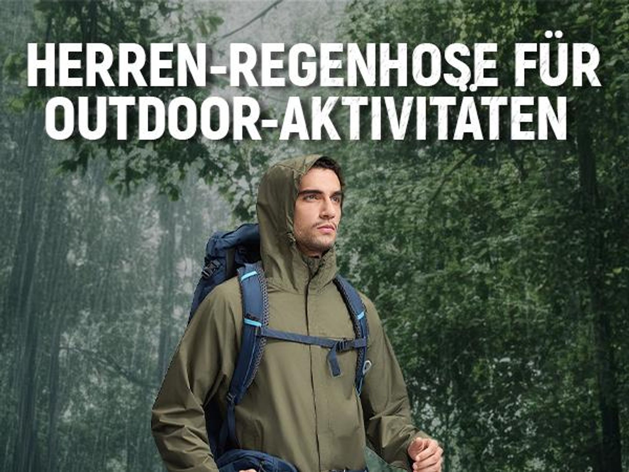 BUBW Herren Outdoor Regenhose Schwarz L, wasserdicht winddicht, leichte packbare Hose mit reflektierenden Streifen zum Wandern Radfahren Angeln