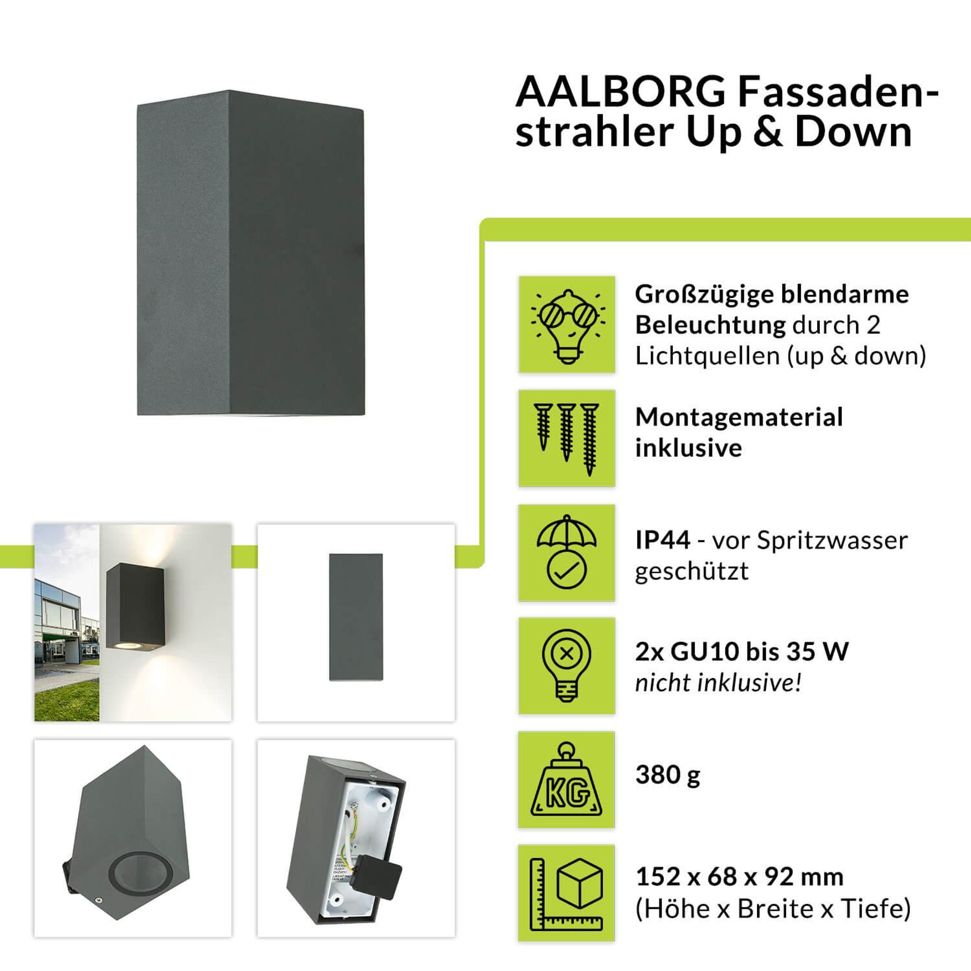 Highlights der AALBORG Außenwandleuchte