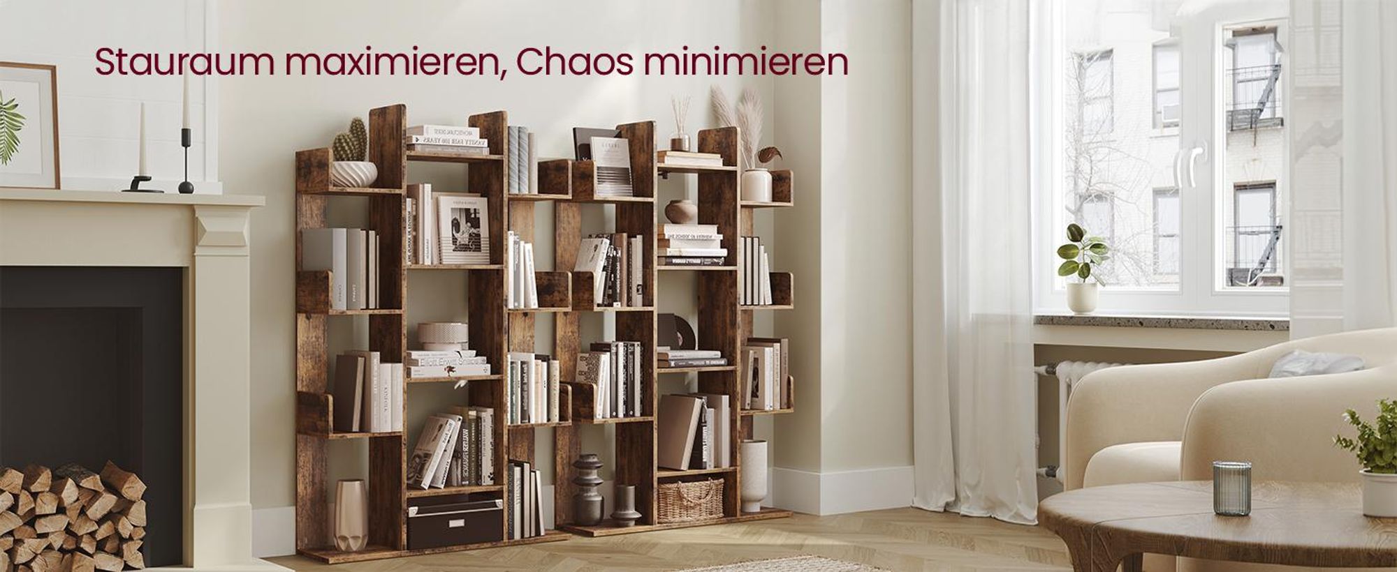 VASAGLE Bücherregal Standregal, Aufbewahrungsregal, mit 13 Fächern