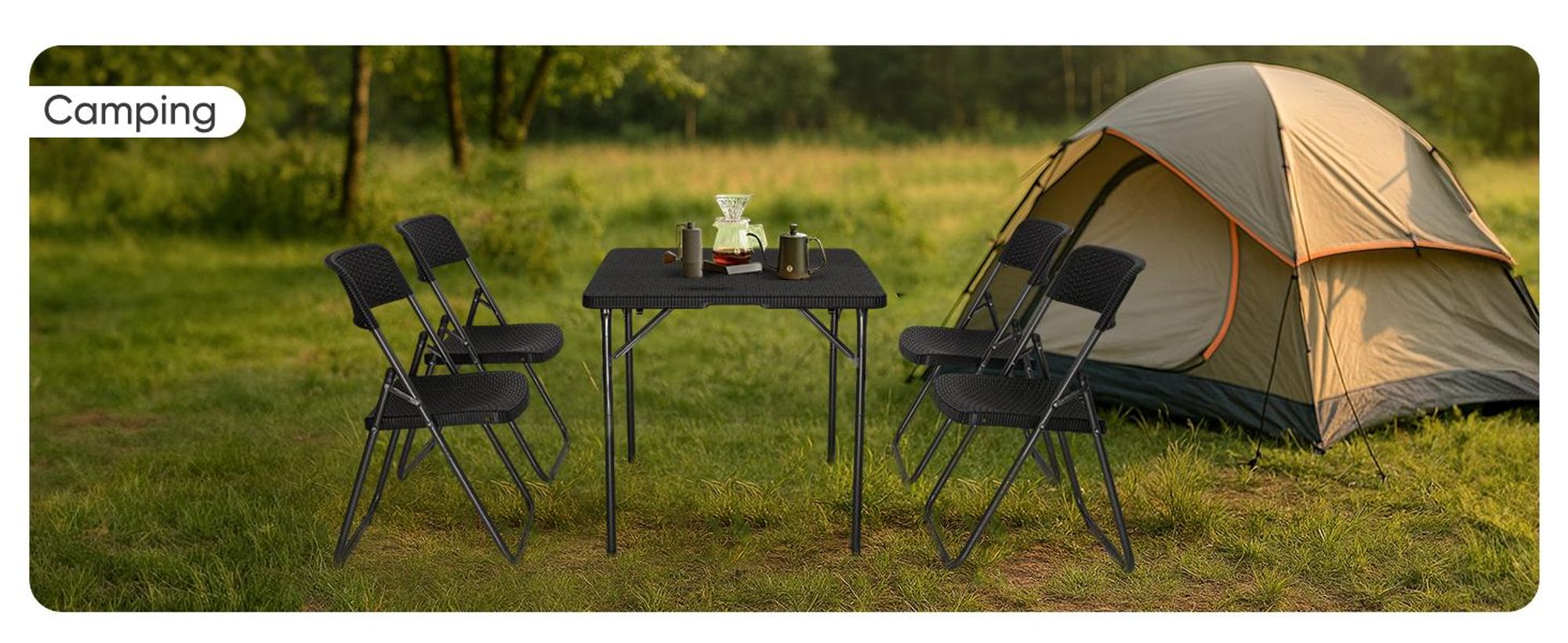 Sekey Klappbar Garten Sitzgruppe Bistro Gartentisch Set 4 Stühle mit Tisch, 80cm