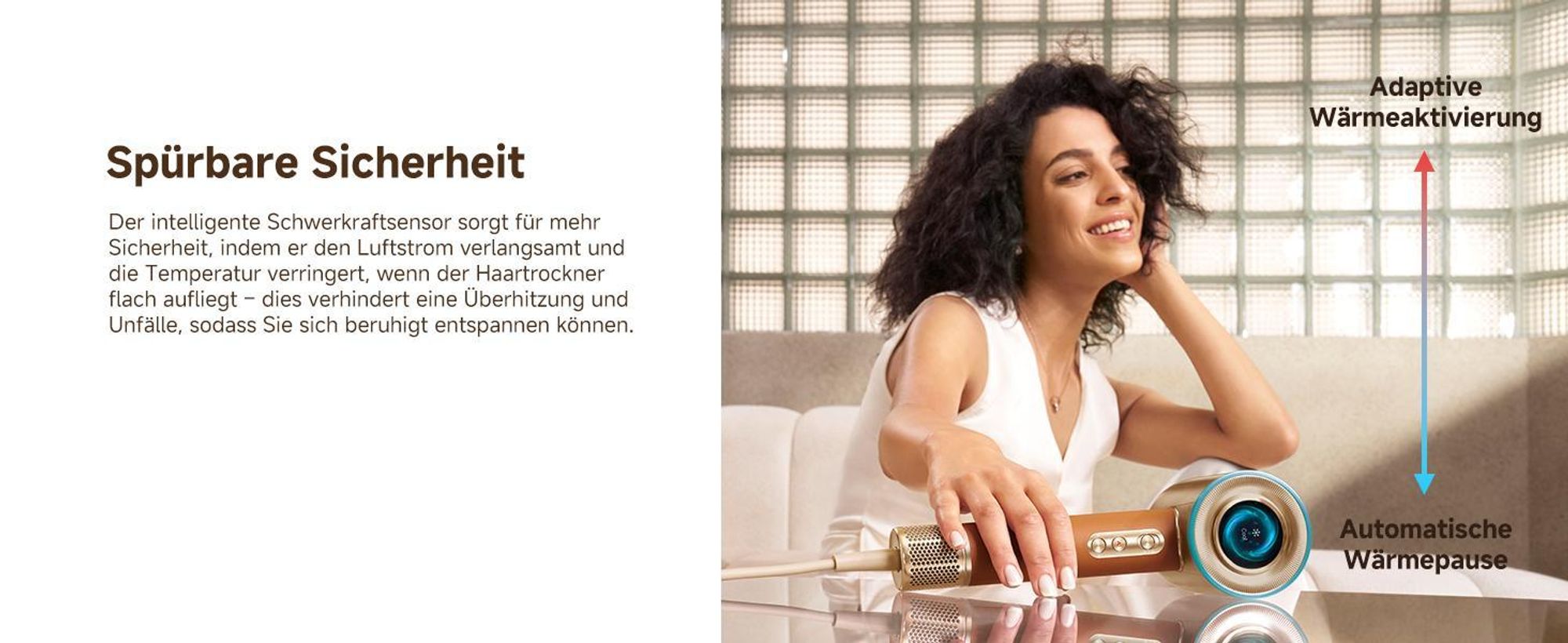 Dreame Miracle Pro Haartrockner,Rotlicht-Kopfhautpflege,Haarpflege mit negativen Ionen,130K U/min,4 Temperaturstufen,2 Gebläsestufen,Ledergriff,Gold