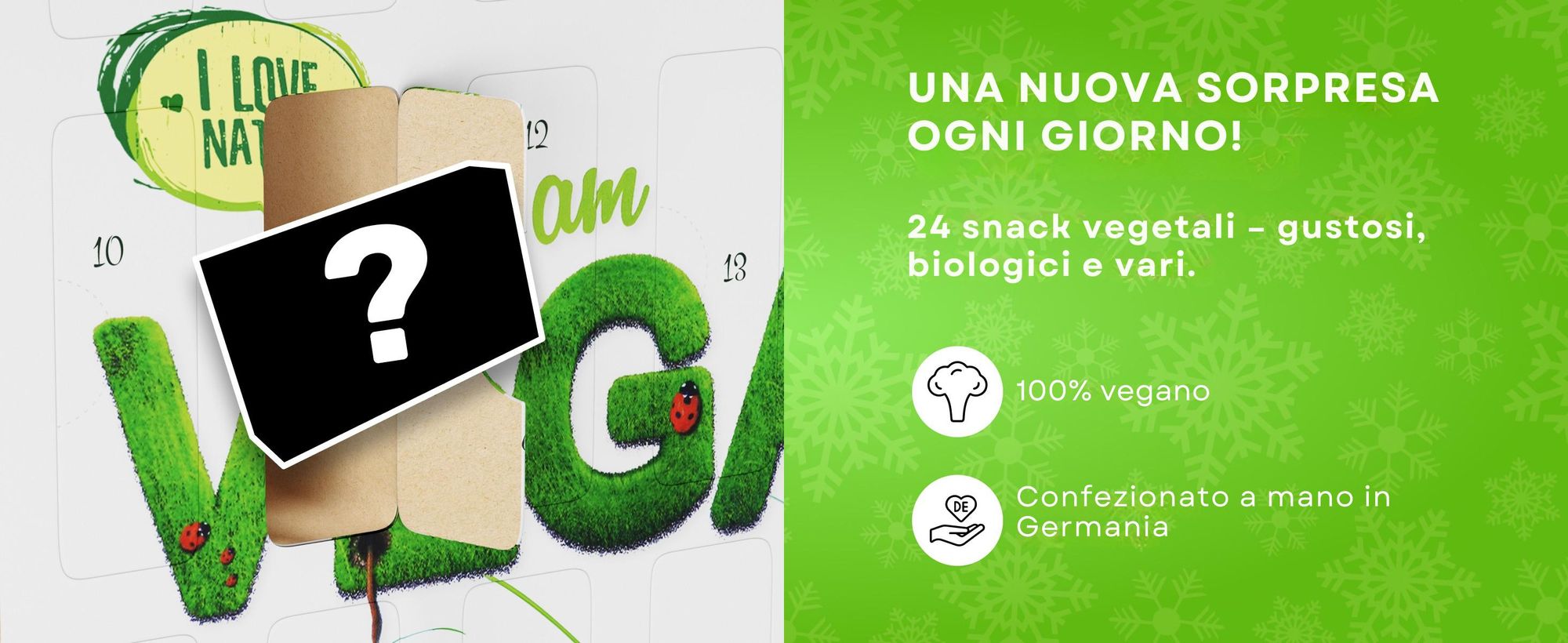 UMBRELLA® calendario avvento vegano 2026, bio, 24 snack vegetali, dolci