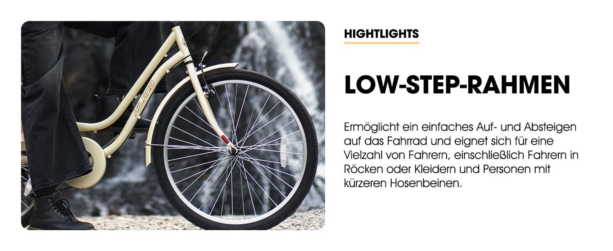 Hiland 26 Zoll 7 Gang Pendler Stadtfahrrad für Männer und Frauen, Step-Through Rahmen Cityräder für Erwachsene mit Gepäckträger und Korb, Fender