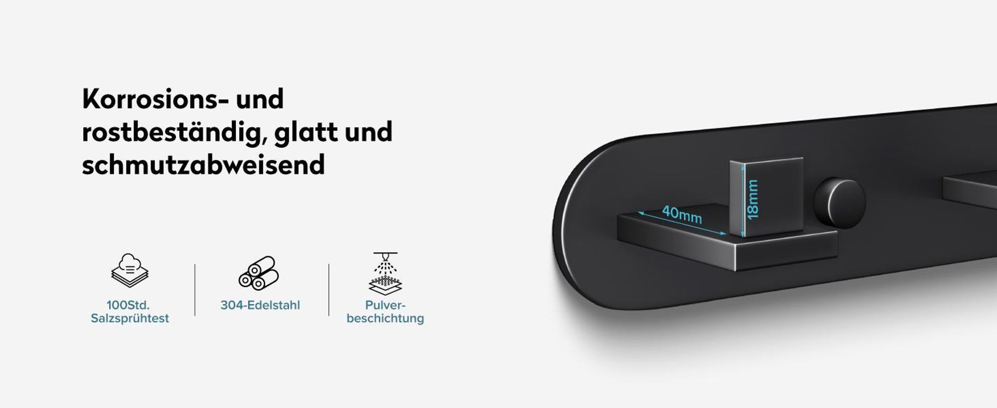 doporro Garderobenhaken Edelstahl, Kleiderhaken Wand mit 5 Haken, selbstklebend & ohne Bohren Matt schwarz für Jacken, Handtücher Stalo-09