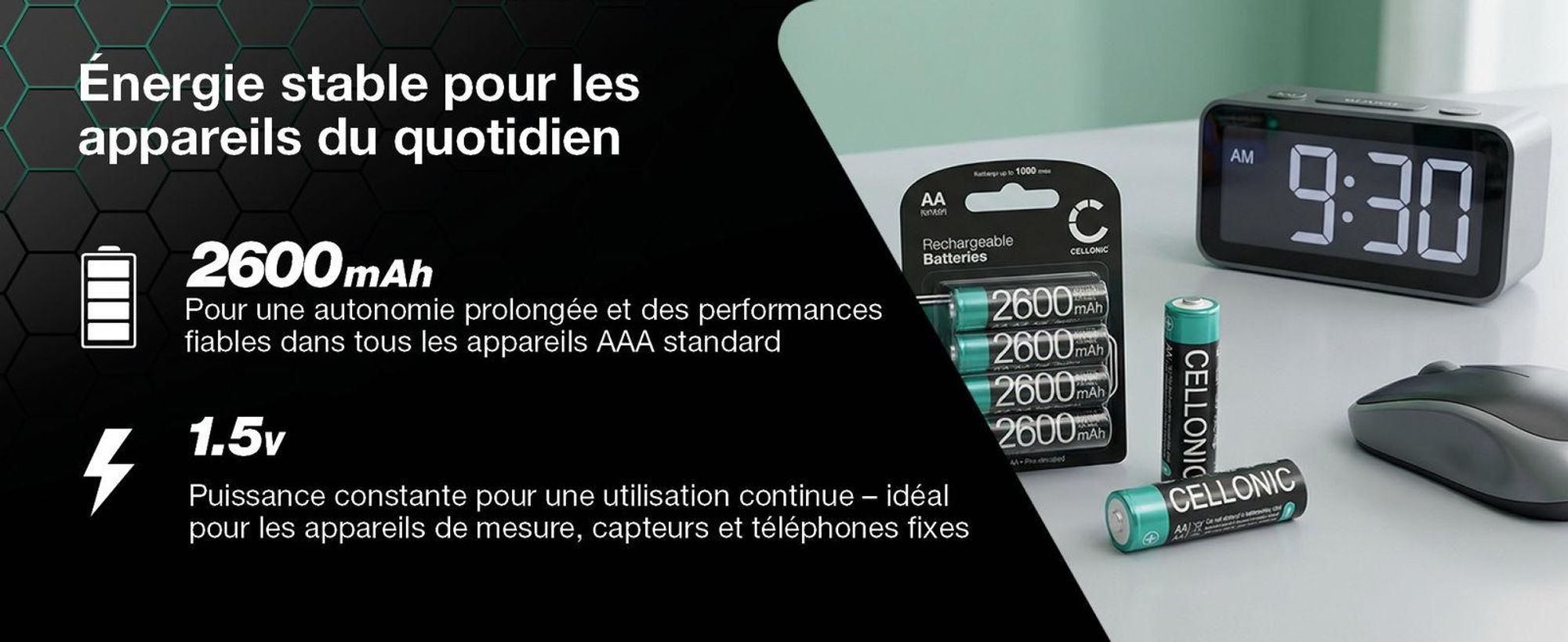 Cellonic Piles rechargeables AAA - 1000mAh - préchargées, durables, longue durée de vie - 4x Accus rechargeable AAA / Micro / R03 / LR03 NiMH  batteries
