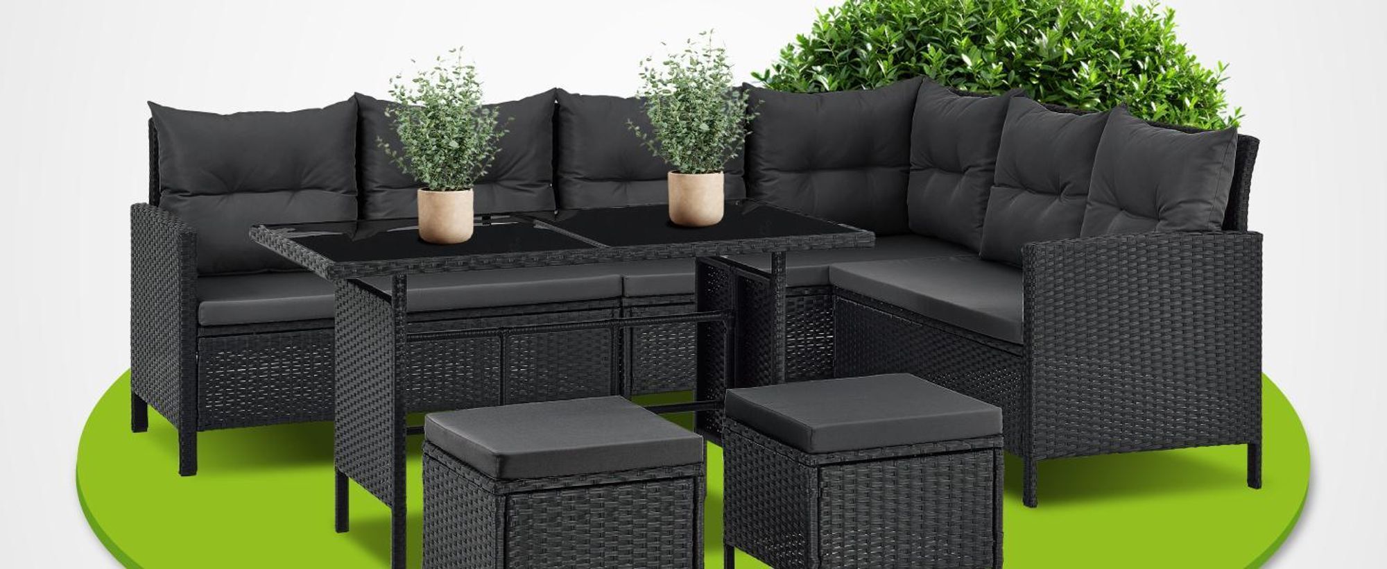 Juskys Polyrattan Lounge Manacor Schwarz und Grau