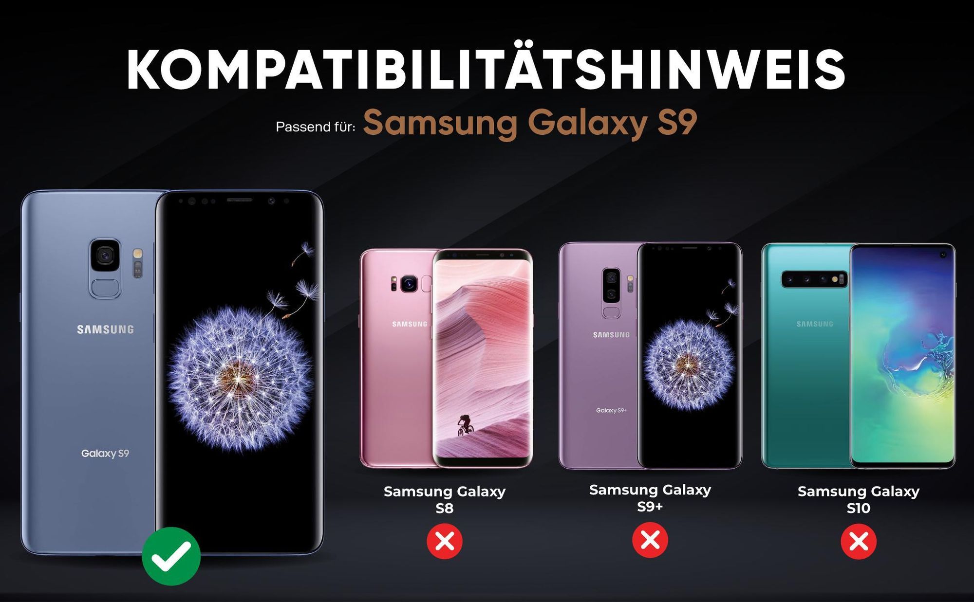 Kompatibilitätshinweise Hülle für Samsung Galaxy S9