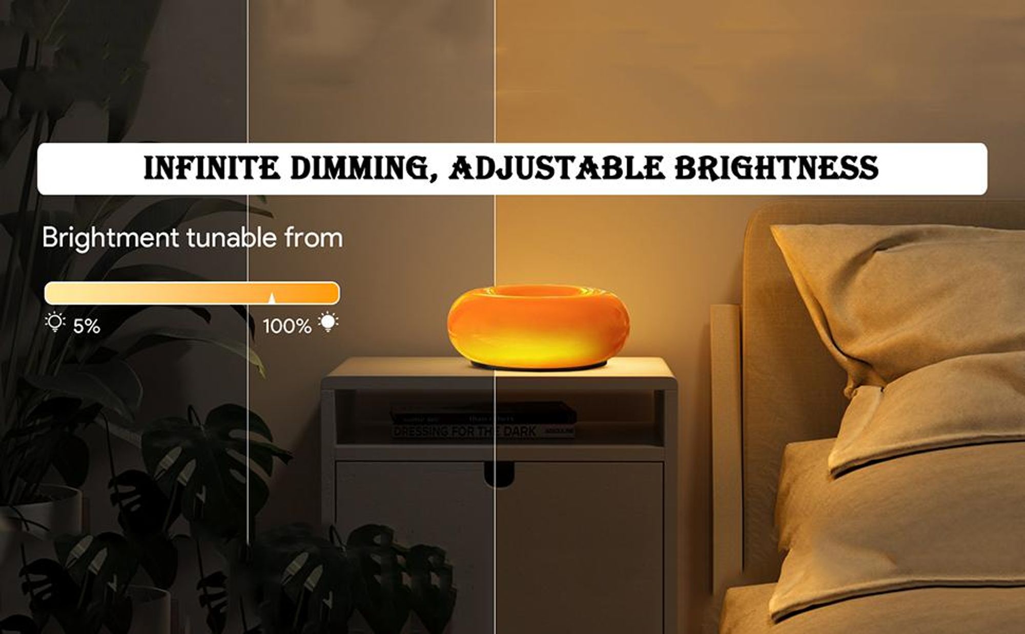 LED Tischlampe dimmbar, Retro Donut Nachttischlampe bruchsicher, 3 Lichtfarben Touch-Steuerung, USB Aufladbar 2000mAh Nachtlicht für Schlafzimmer