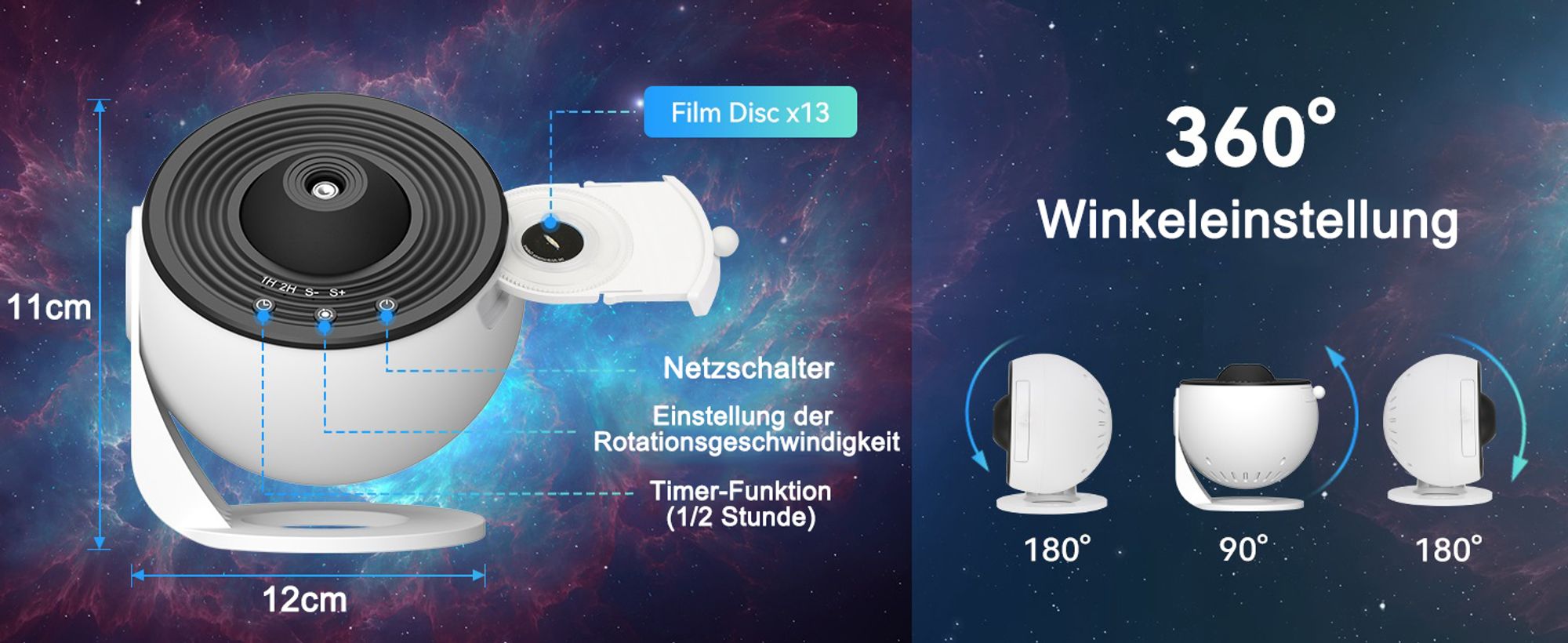 Sternenhimmel Projektor Planetarium Projektorlampe mit 13 Planeten Discs Galaxis Lampe für Kinderzimmer Schlafzimmer Geschenk