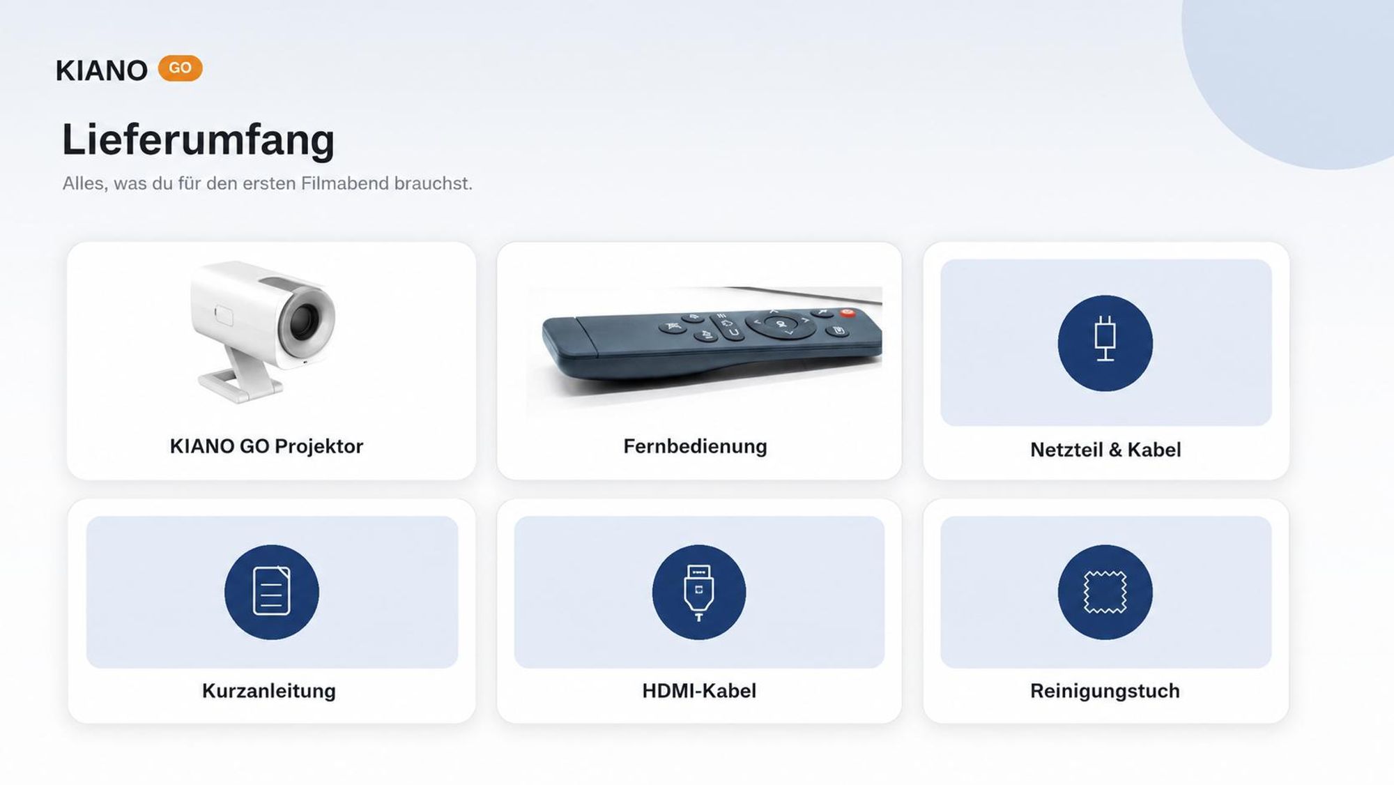 Mini Beamer KIANO GO tragbarer weiß Android WiFi 5GHz HD 720p 200 ANSI bis 128'' Smart Projektor Netflix YouTube Bluetooth HDMI